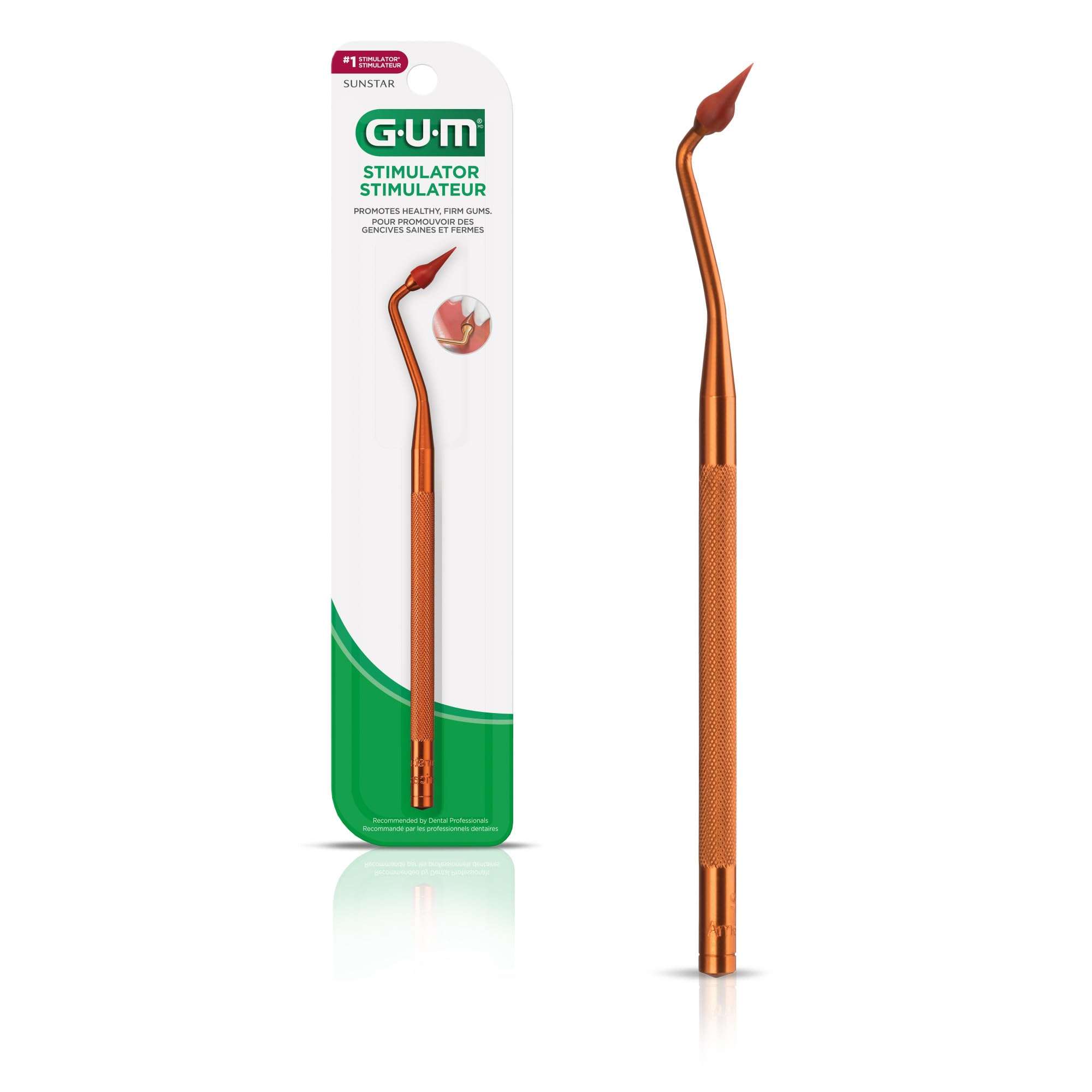 GUM Rubber Tip Stimulator and Gum Massager, professional healthcare dental tool for plaque removal and gum massage.