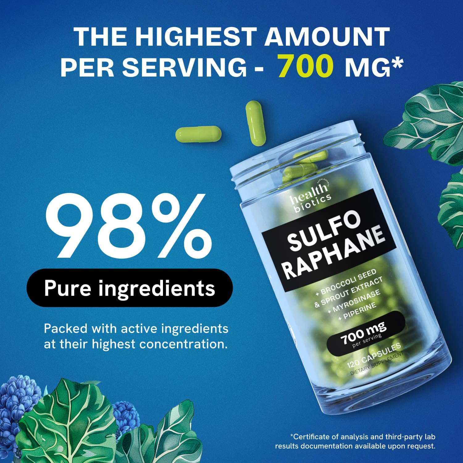 Healthbiotics Sulforaphane herbal supplement 240 pills in a 2-pack, showing the supplement bottles and label.