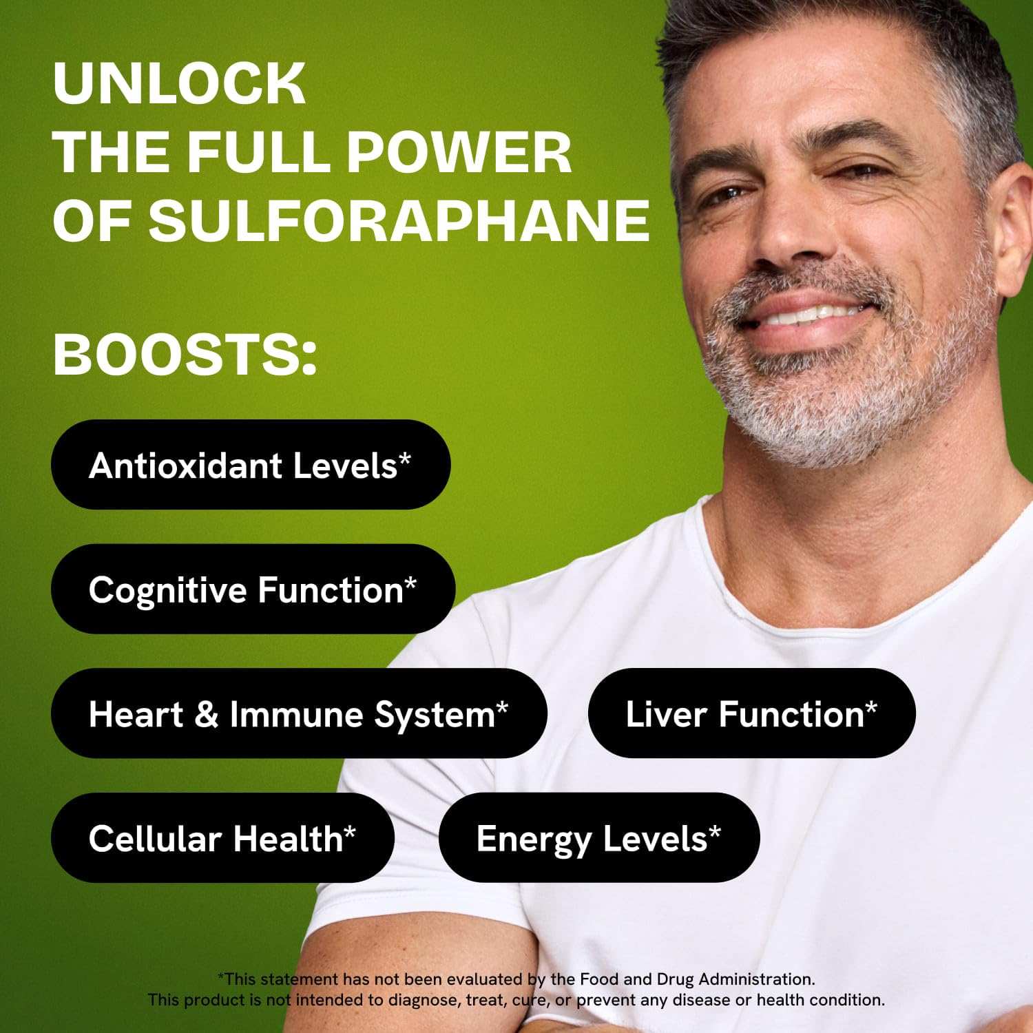 Healthbiotics Sulforaphane herbal supplement 240 pills, 2-pack, displayed in bottles with label and capsules inside.