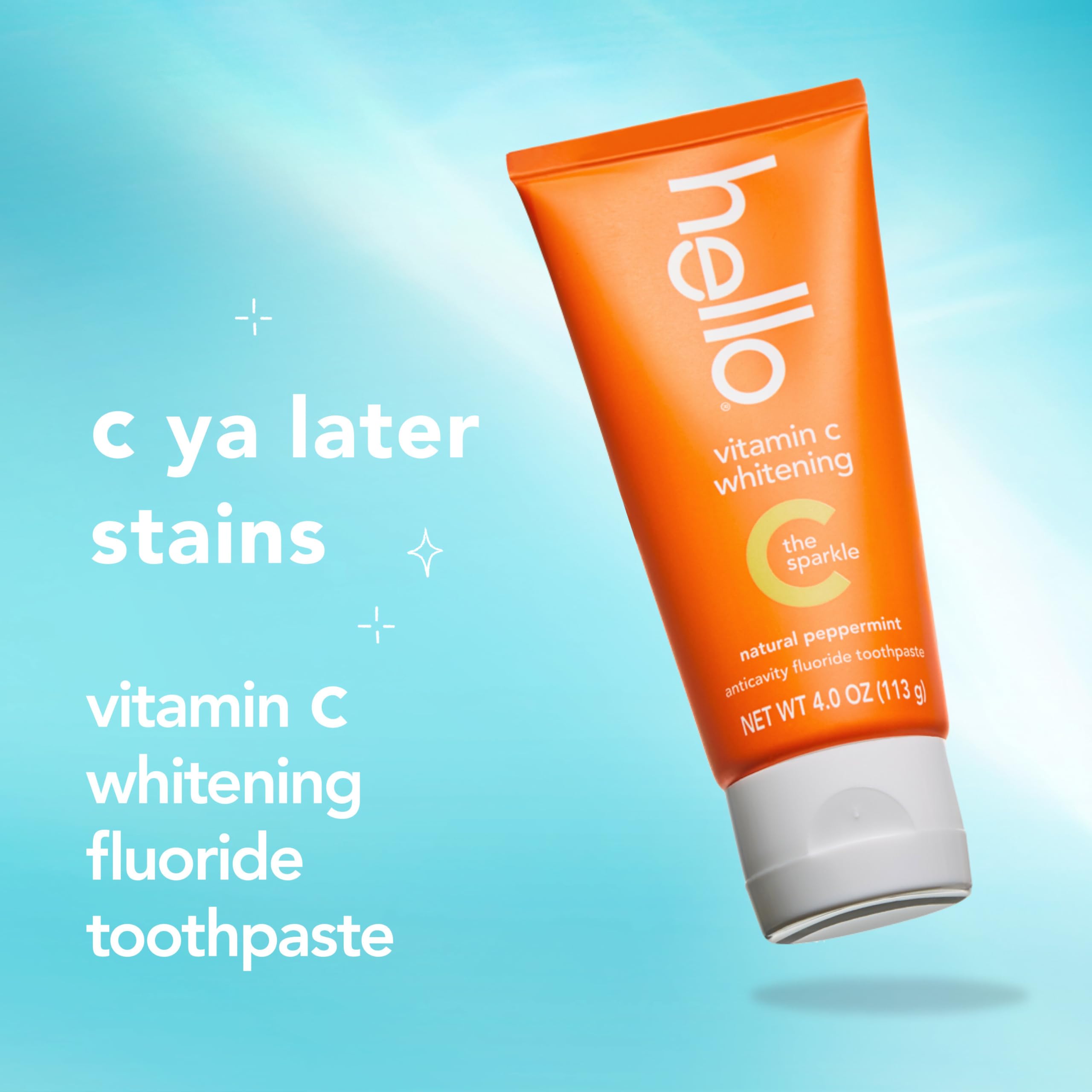 Hello Vitamin C Whitening Toothpaste 2-pack, 4oz each, natural toothpaste for brightening and cleaning teeth.