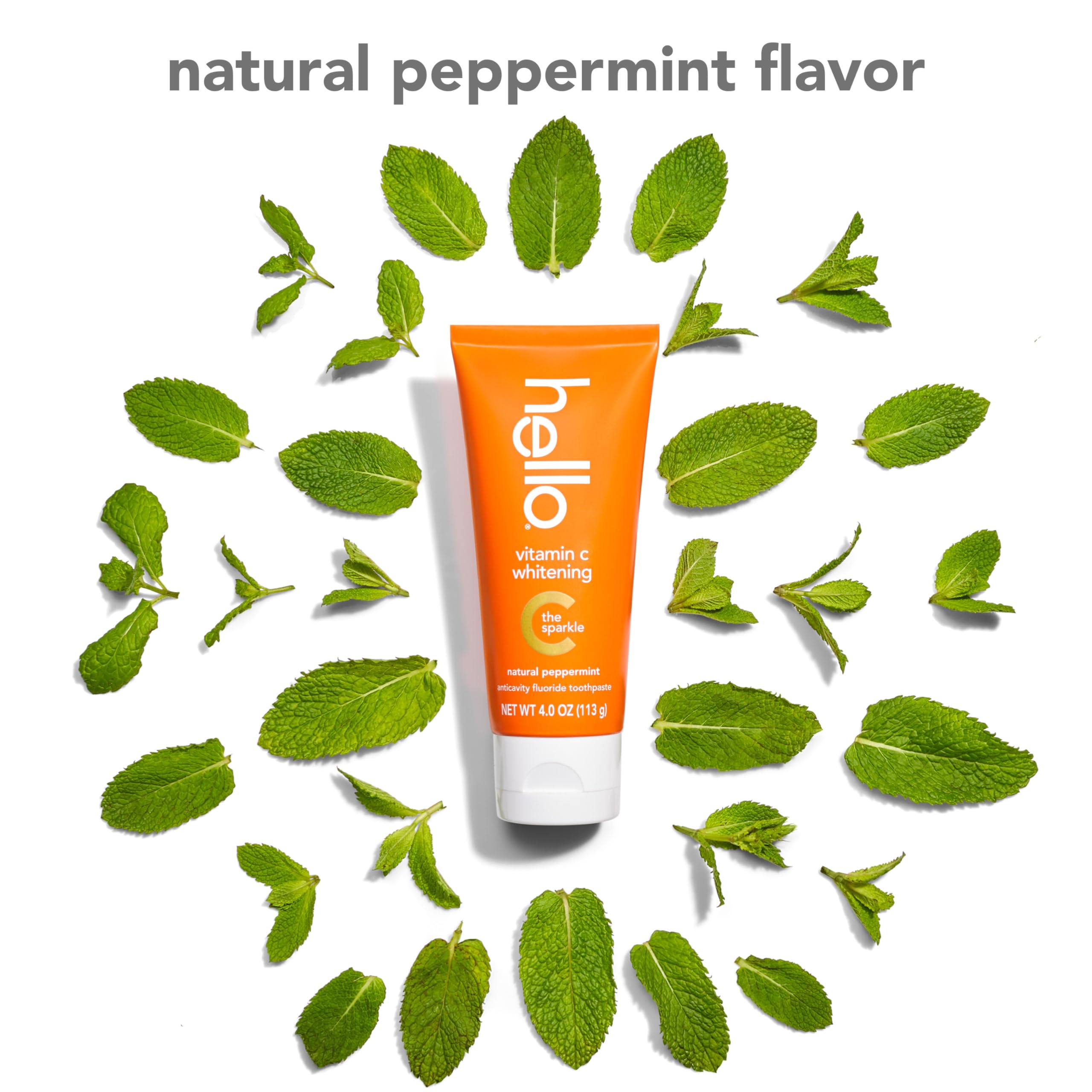 Hello Vitamin C Whitening Toothpaste 2-Pack, 4oz each, natural tooth cleaning agent with brightening properties.