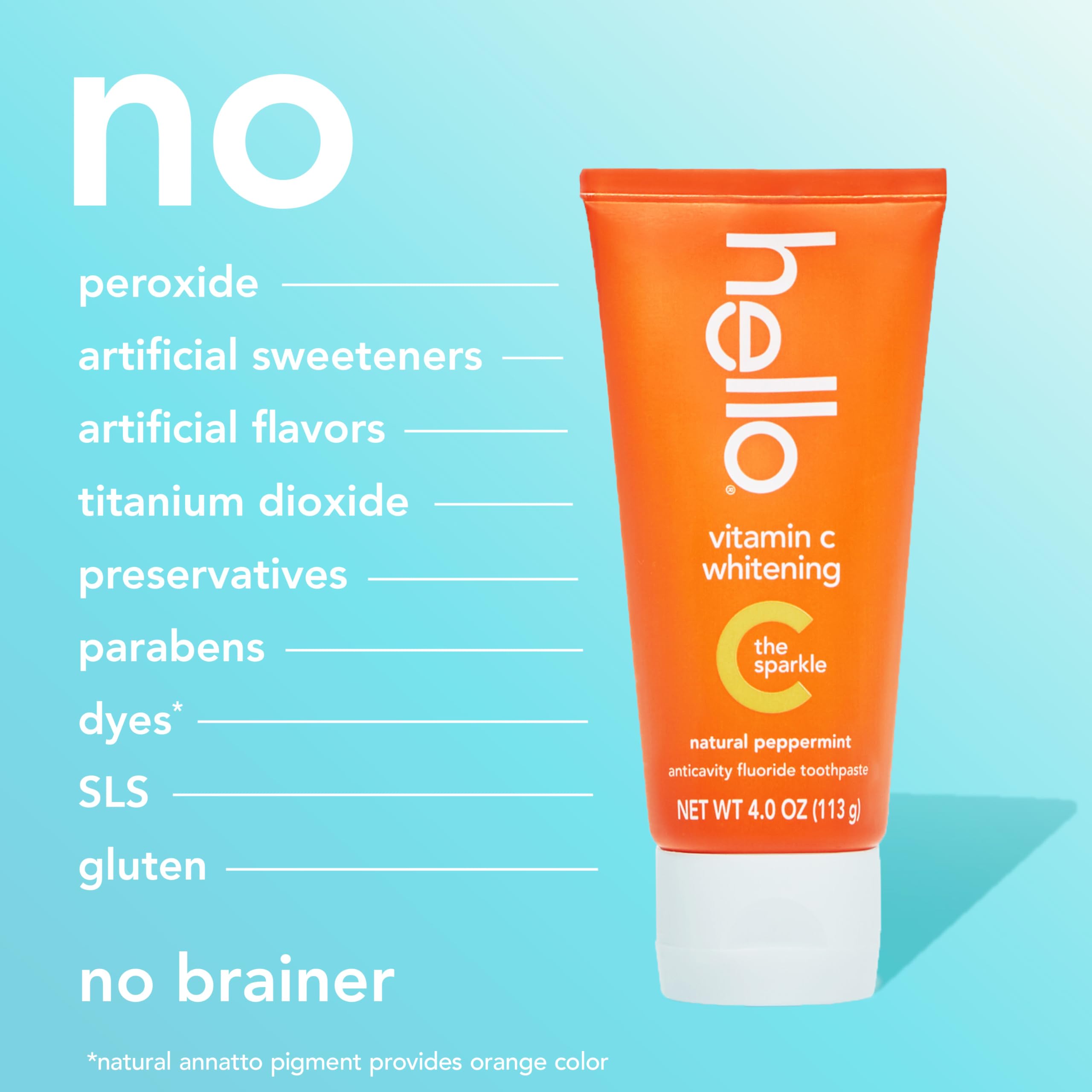 Hello Vitamin C Whitening Toothpaste 2-Pack, 4oz each, natural tooth cleaning agent with vitamin C for brighter smile.