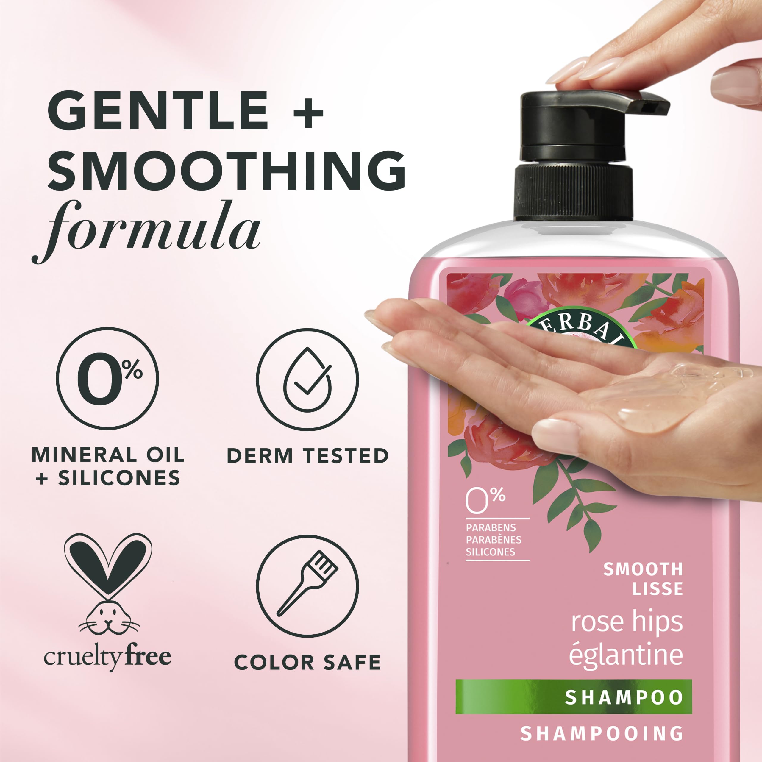 Herbal Essences Rose Hips Shampoo and Conditioner set, hair cleaner and conditioner with rose hips for nourishing hair care.