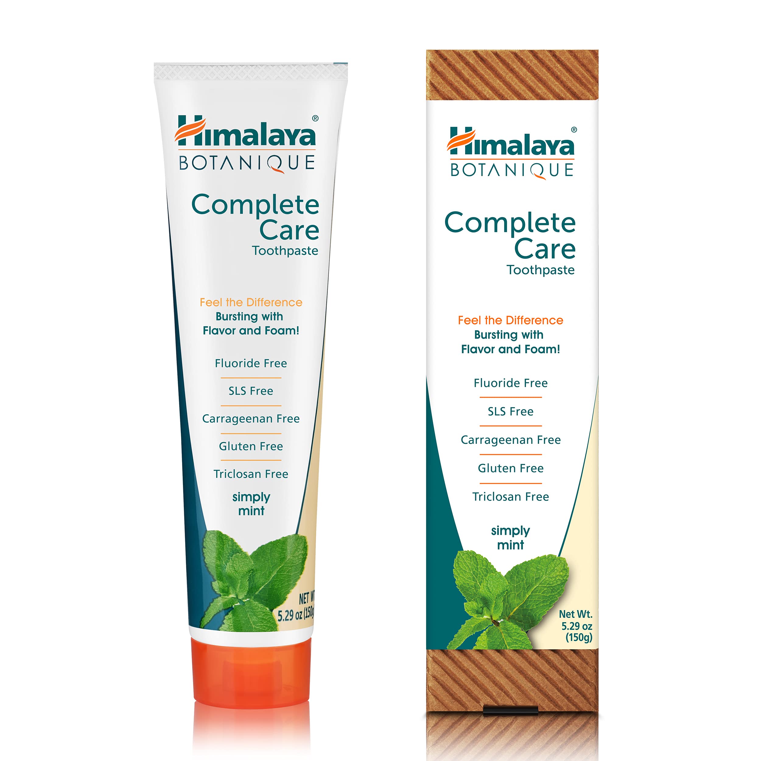 Himalaya Botanique Complete Care Herbal Whitening Toothpaste tube with herbal ingredients and natural whitening properties.