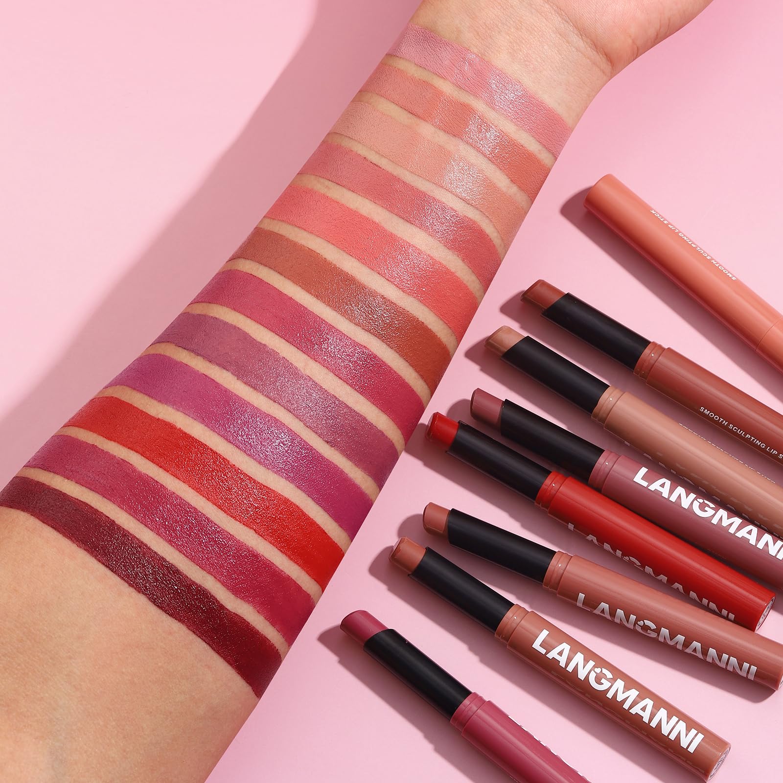 Jolilab 12-piece velvet matte lipstick set displaying a variety of long-lasting lip color shades in sleek packaging.