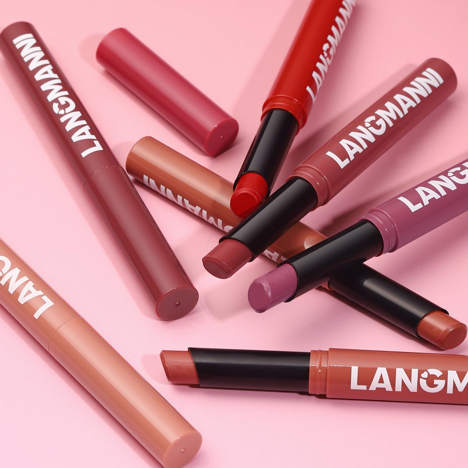 Jolilab 12-piece velvet matte lipstick set featuring long-lasting lip color in various shades, displayed in a sleek collection.