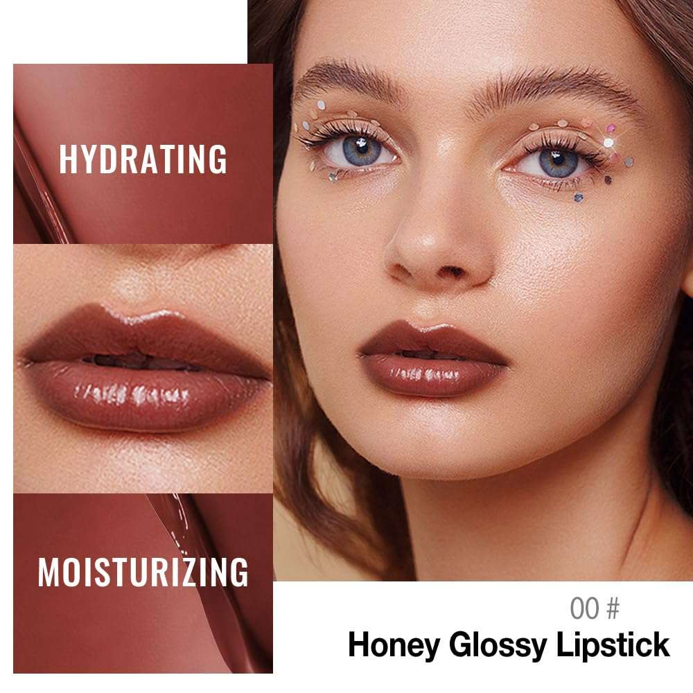 Kaely Honey Tinted Lip Balm, hydrating vegan lip color with a sheer glow, shown in a close-up of the tinted balm on lips.
