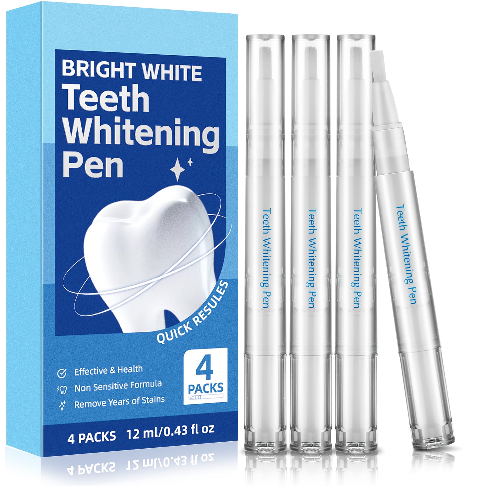 KTSAY Teeth Whitening Pen no sensitivity, 4-pack, dental whitening tool for brightening teeth at home