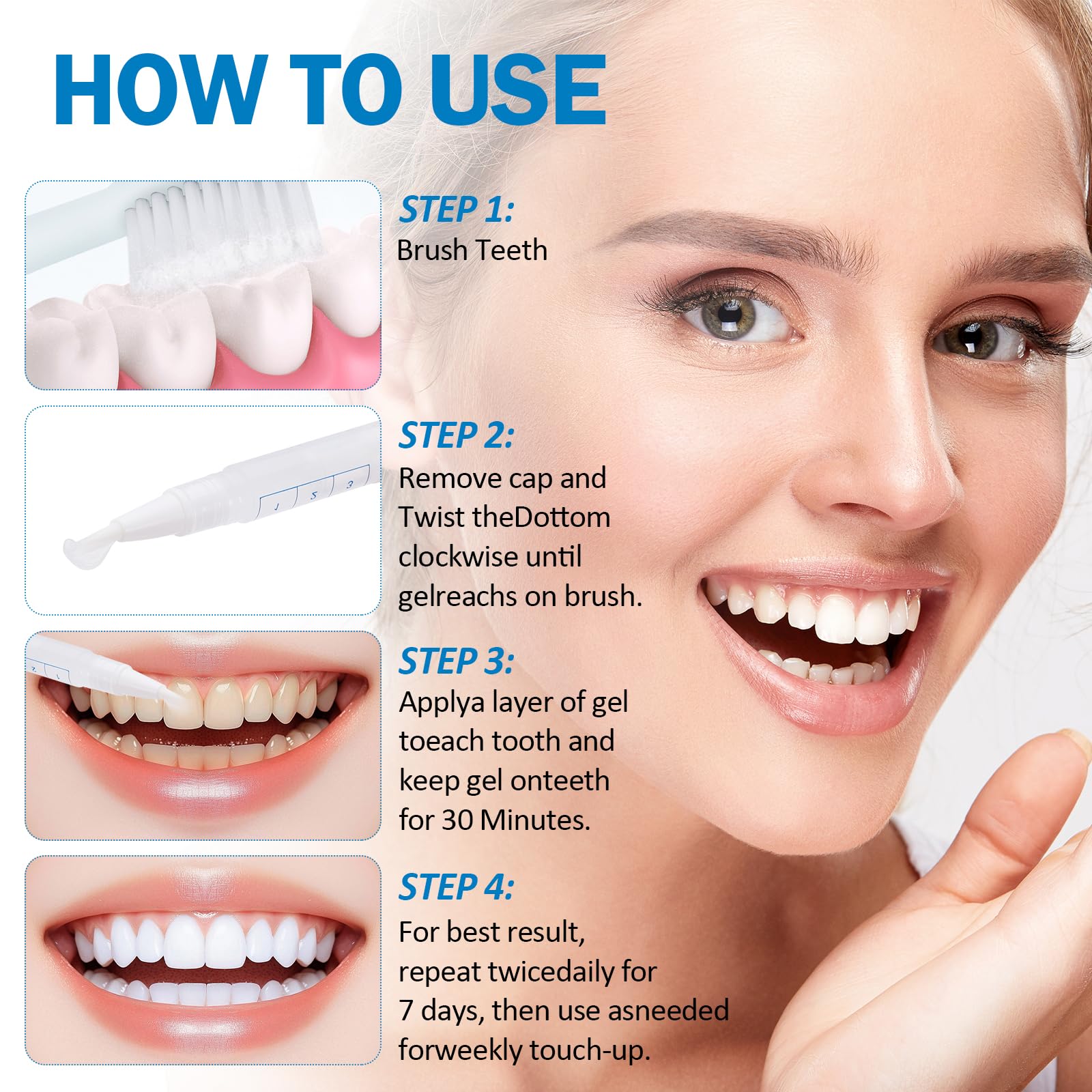 KTSAY Teeth Whitening Pen no sensitivity, 4-pack, compact tooth whitener for quick, safe whitening at home.