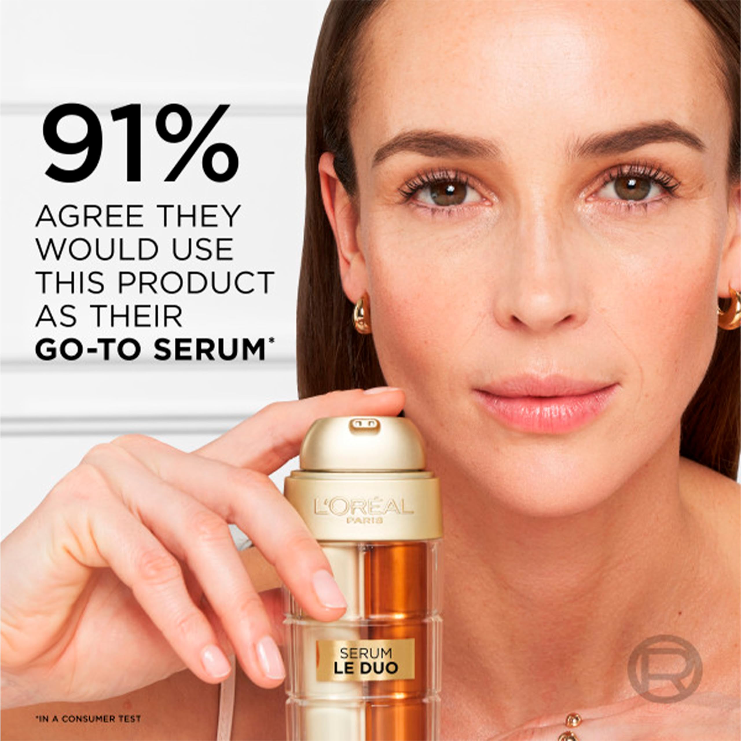L'Oréal Paris Age Perfect Skin Serum Duo with 1 oz bottle and sample, featuring nourishing skincare for mature skin.