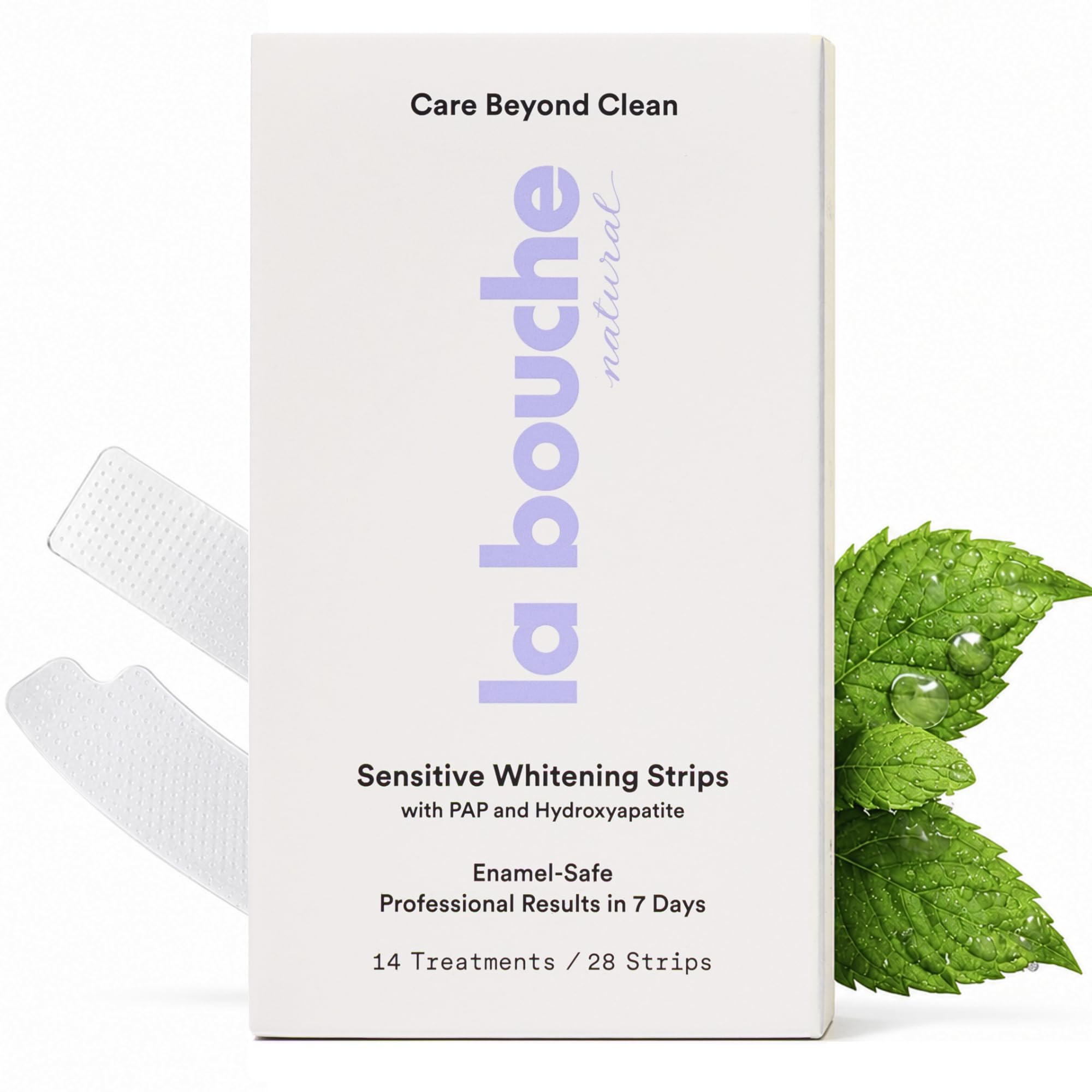 La Bouche Natural whitening strips for teeth, peroxide-free, in a 14-count package, designed for natural tooth whitening.