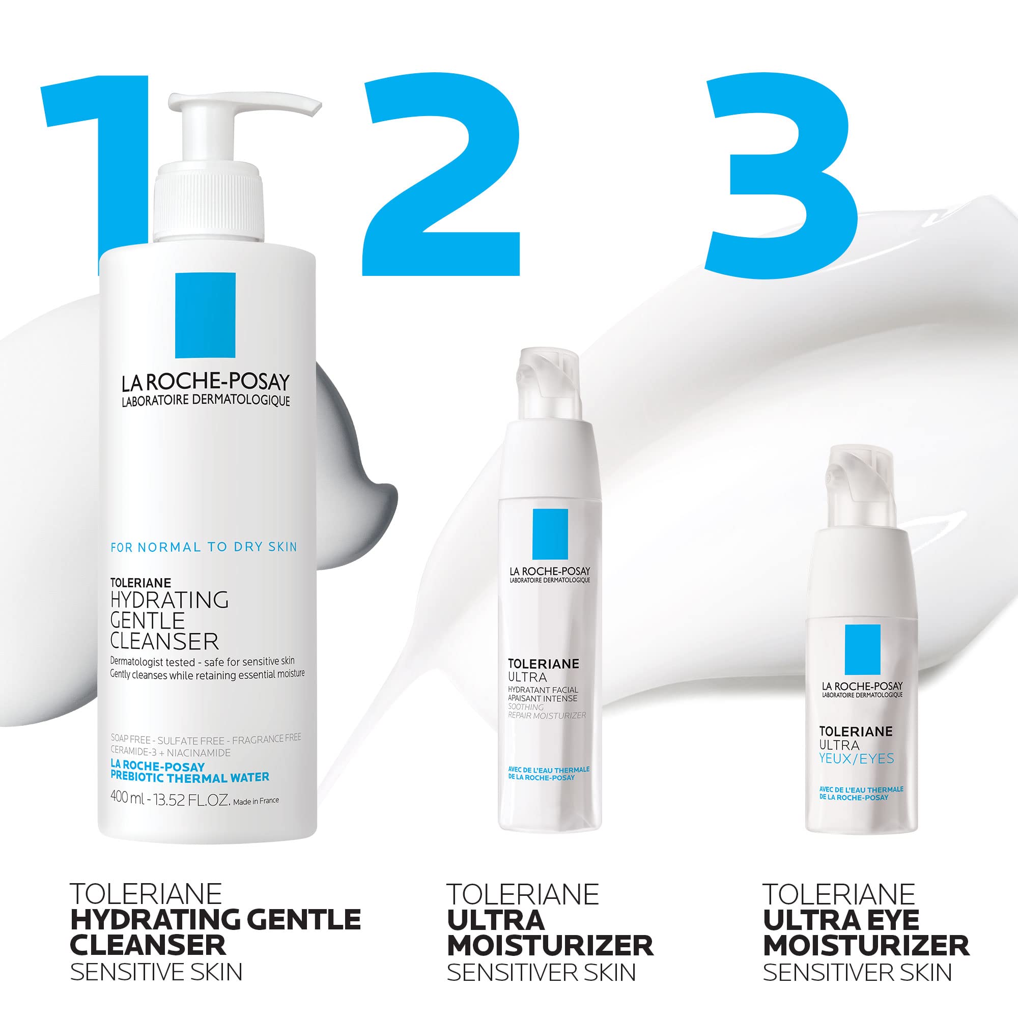 La Roche-Posay Toleriane Dermallergo Eye Cream 20ml jar with white and blue packaging, designed for sensitive skin around the eyes.