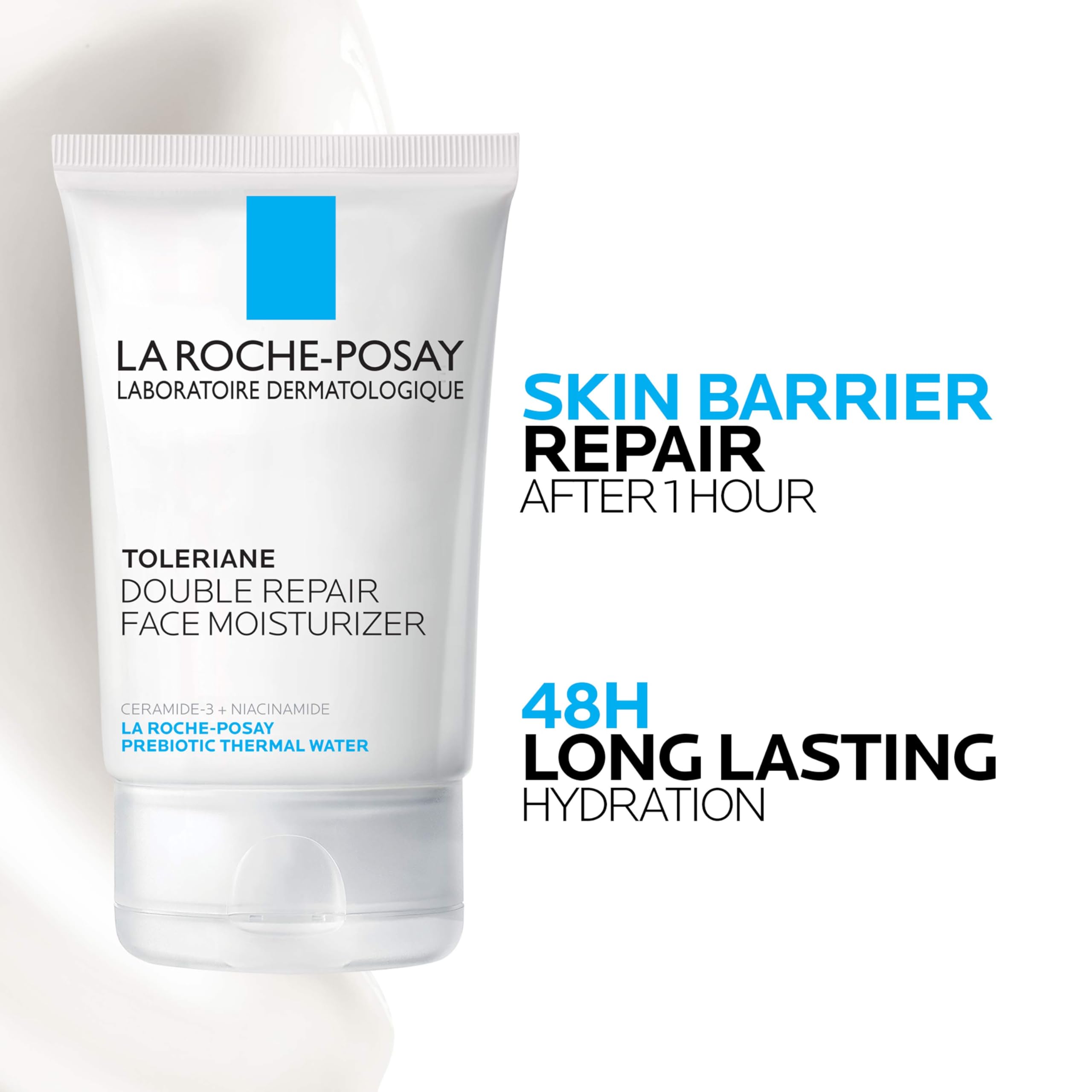 La Roche-Posay Toleriane Double Repair Moisturizer in 2.5oz jar, creamy skincare product for sensitive skin.