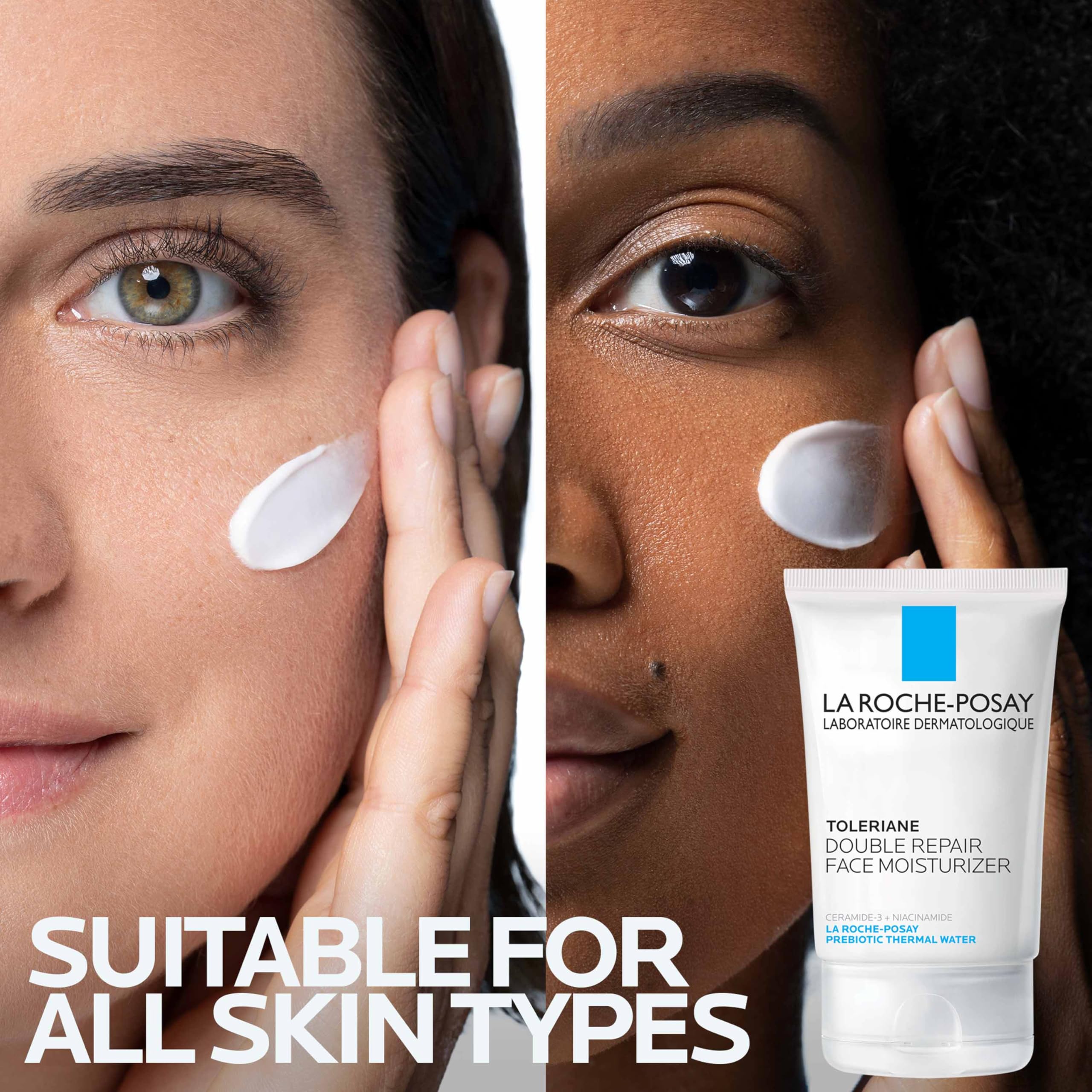 La Roche-Posay Toleriane Double Repair Moisturizer 2.5oz jar showing the product label and packaging on a clean surface.