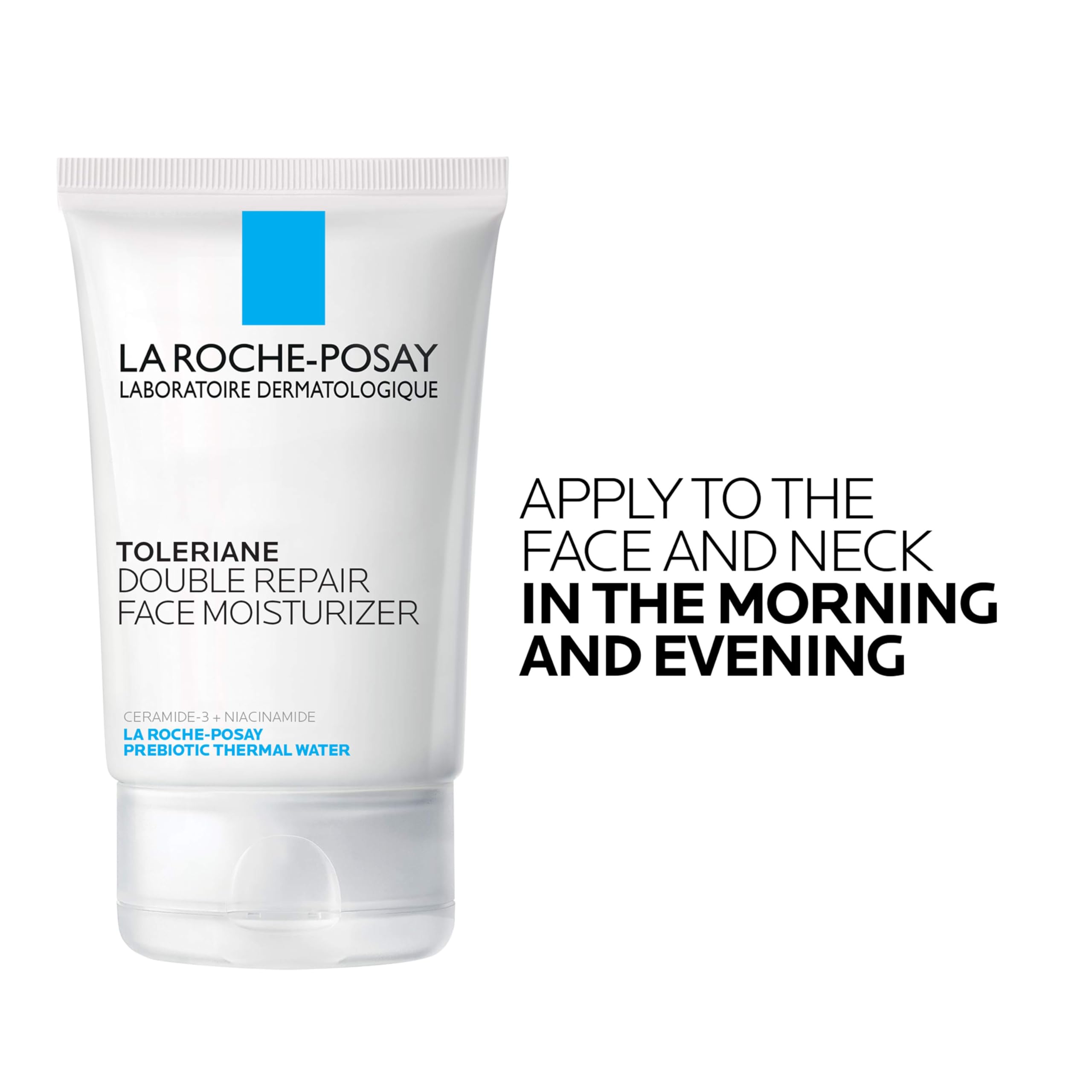 La Roche-Posay Toleriane Double Repair Moisturizer 2.5oz jar showing the product label and creamy texture inside.