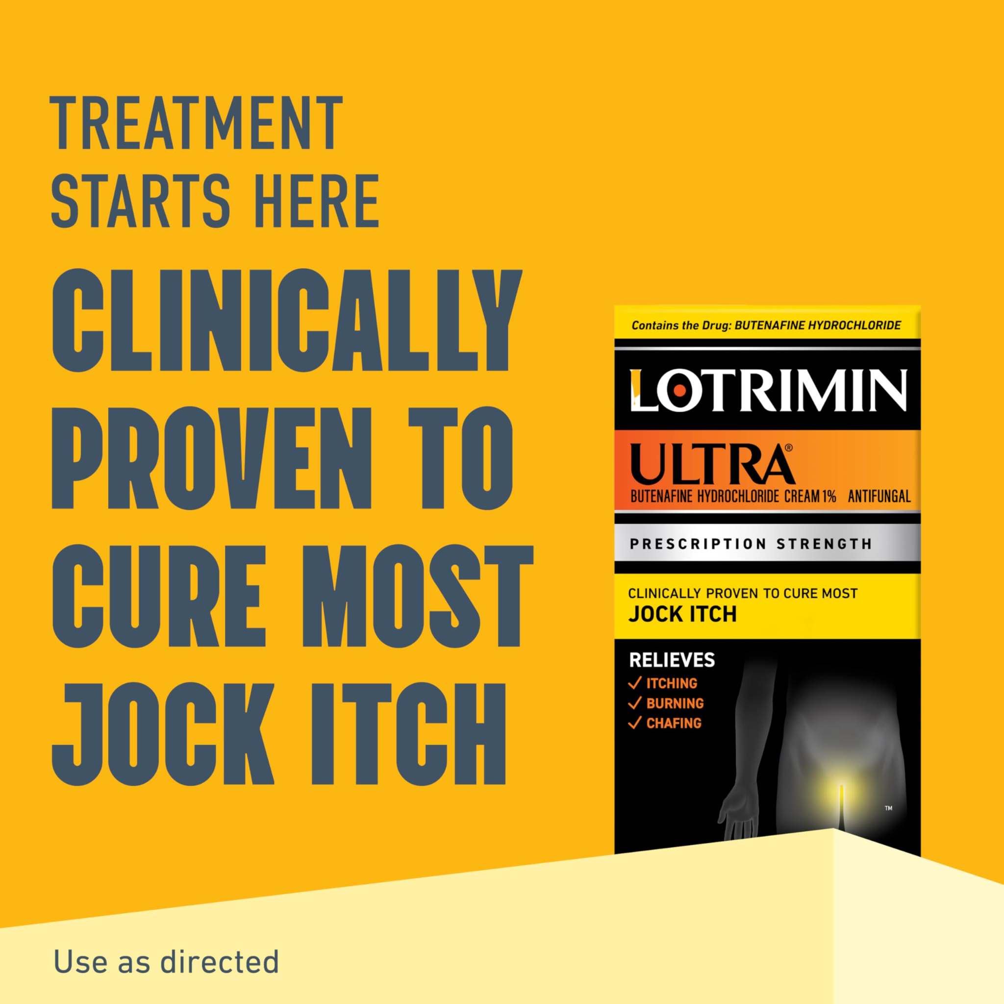 Lotrimin Ultra Jock Itch Cream with butenafine, 0.42 oz, medicated treatment for fungal skin infections in the crotch area.
