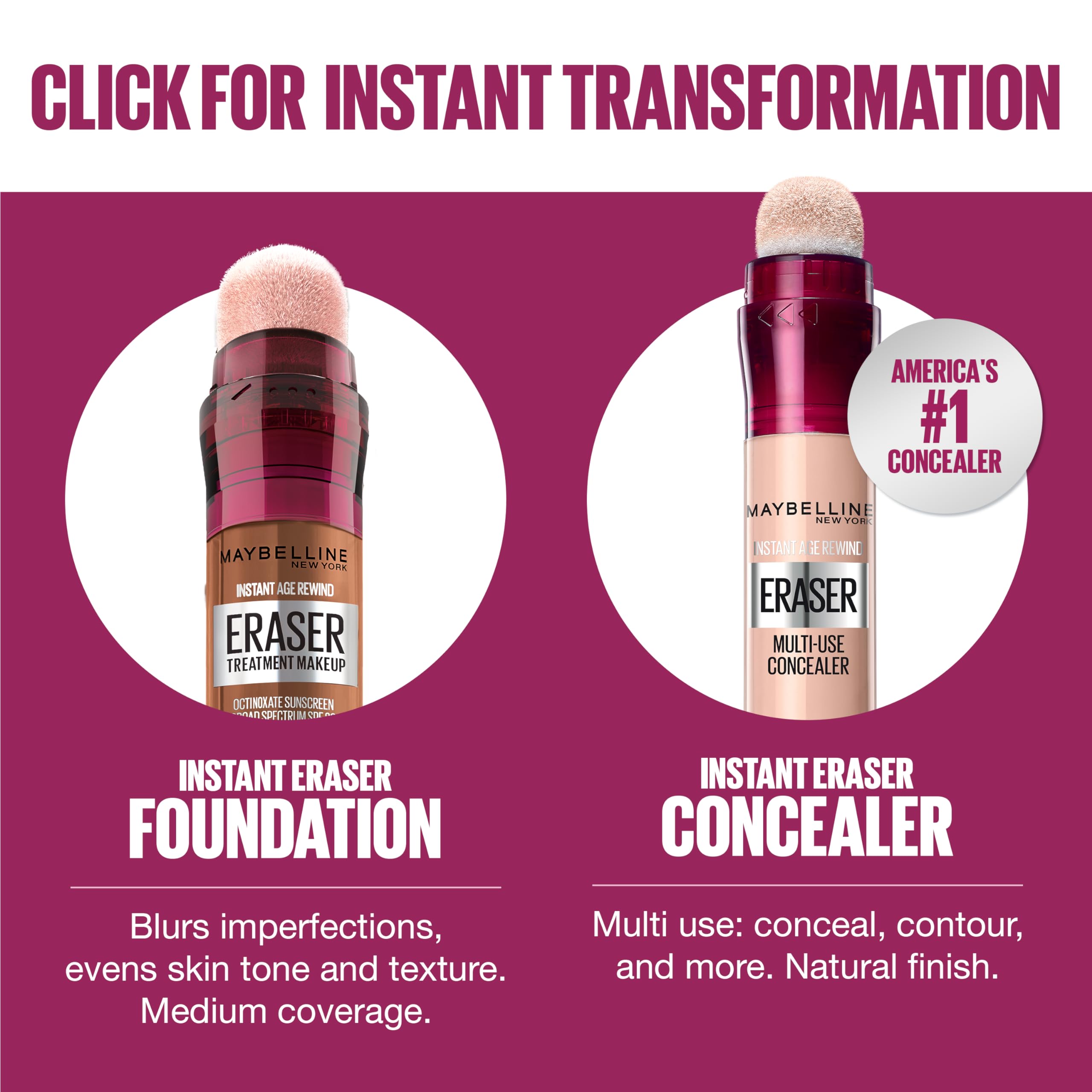 Maybelline Instant Age Rewind Eraser Foundation SPF 20 in a beige bottle, showcasing the skin foundation and concealer product.