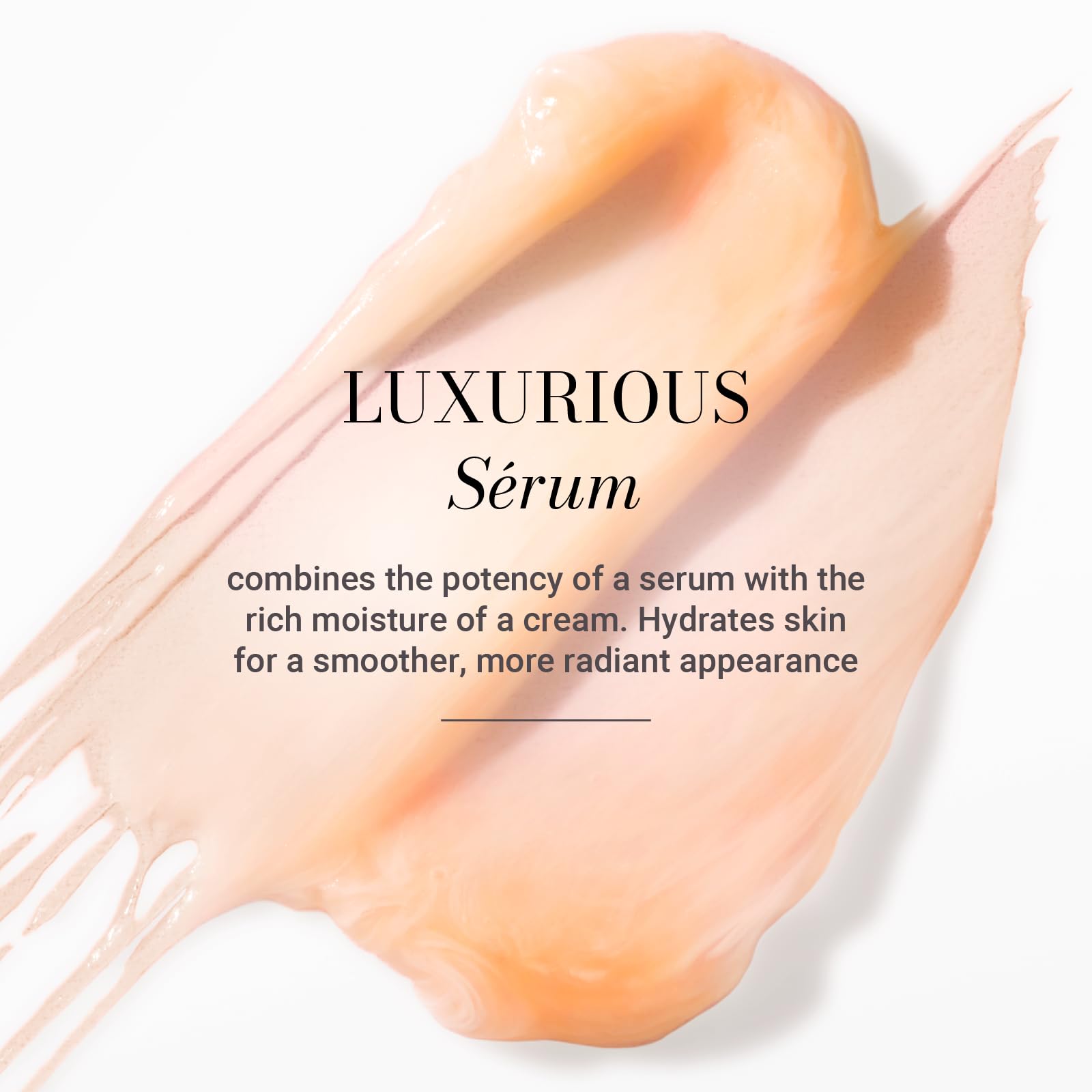 Meaningful Beauty Crème De Serum with melon extract shown in a clear glass bottle with dropper for skincare.