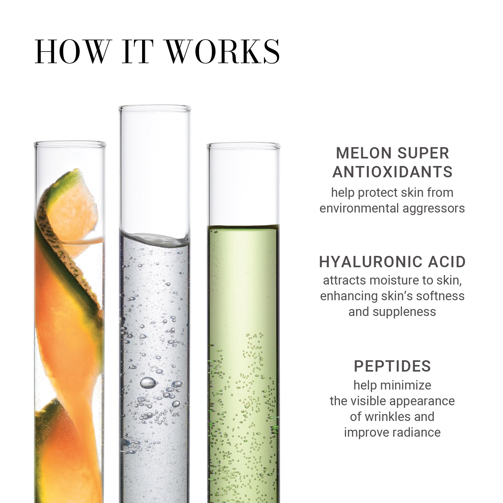 Meaningful Beauty Skin Serum with melon extract, featuring a sleek bottle and a dropper for nourishing skincare application.
