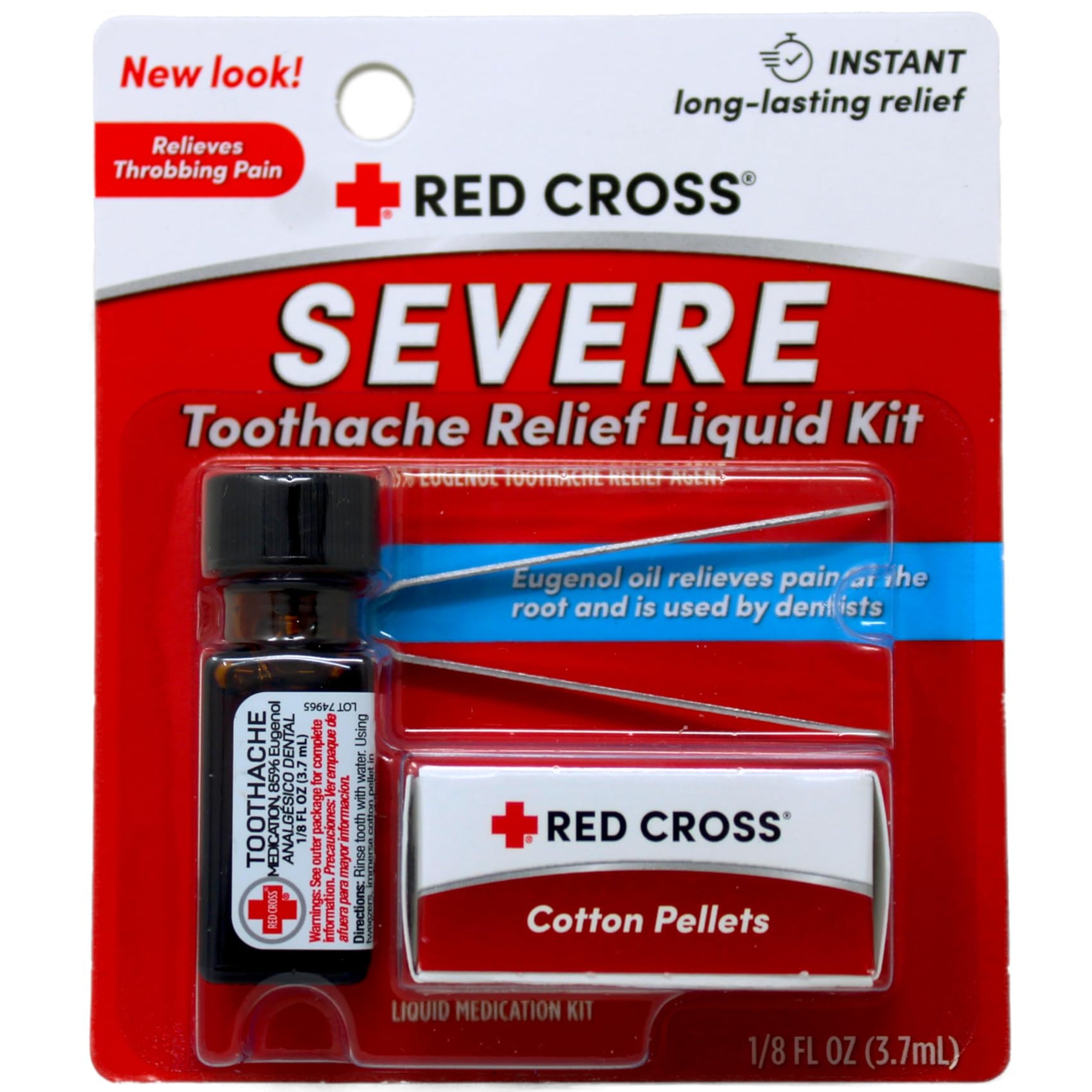Red Cross Toothache Kit by Mentholatum Company Inc featuring eugenol pain relief in a 0.125oz bottle for toothache pain.