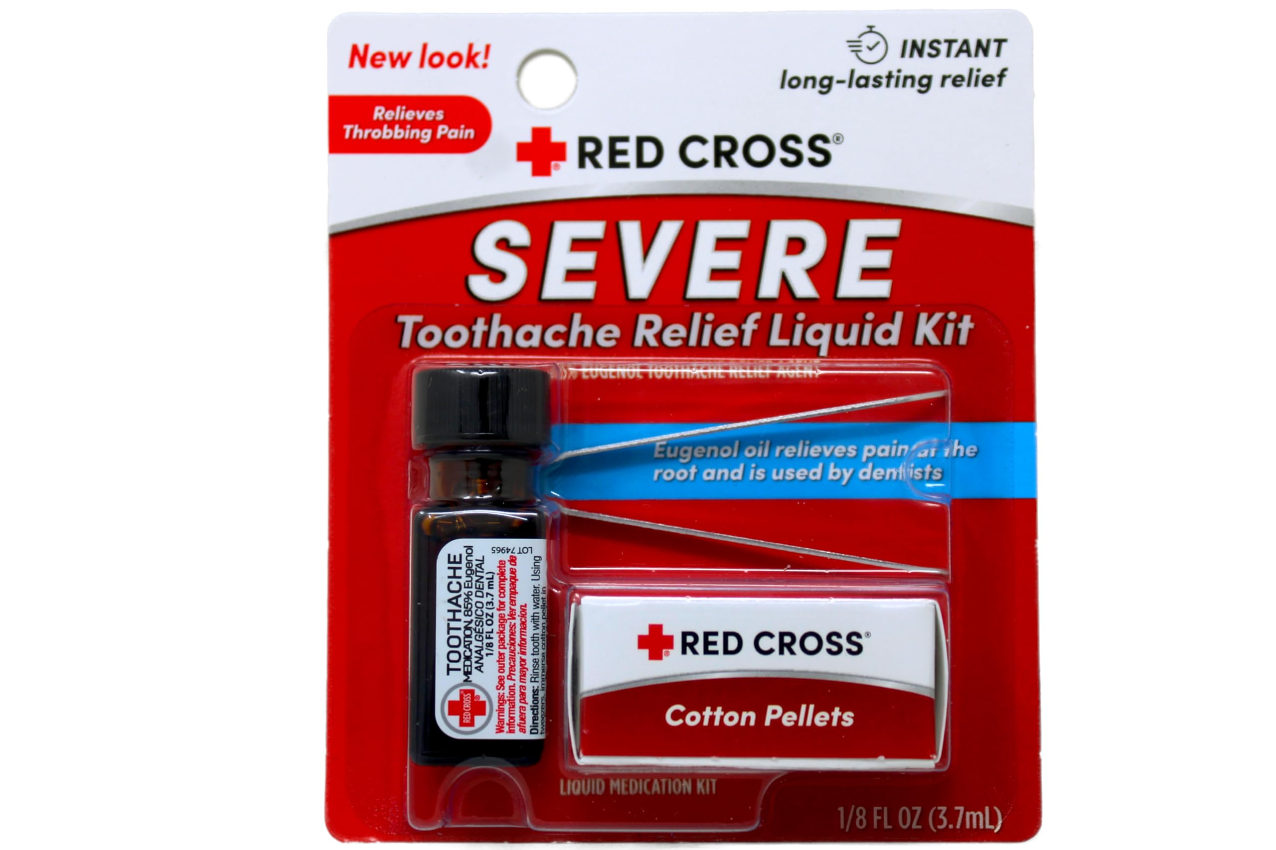 Red Cross Toothache Kit with Eugenol pain relief gel from Mentholatum Company Inc, 0.125oz, for tooth cleaning and pain relief.