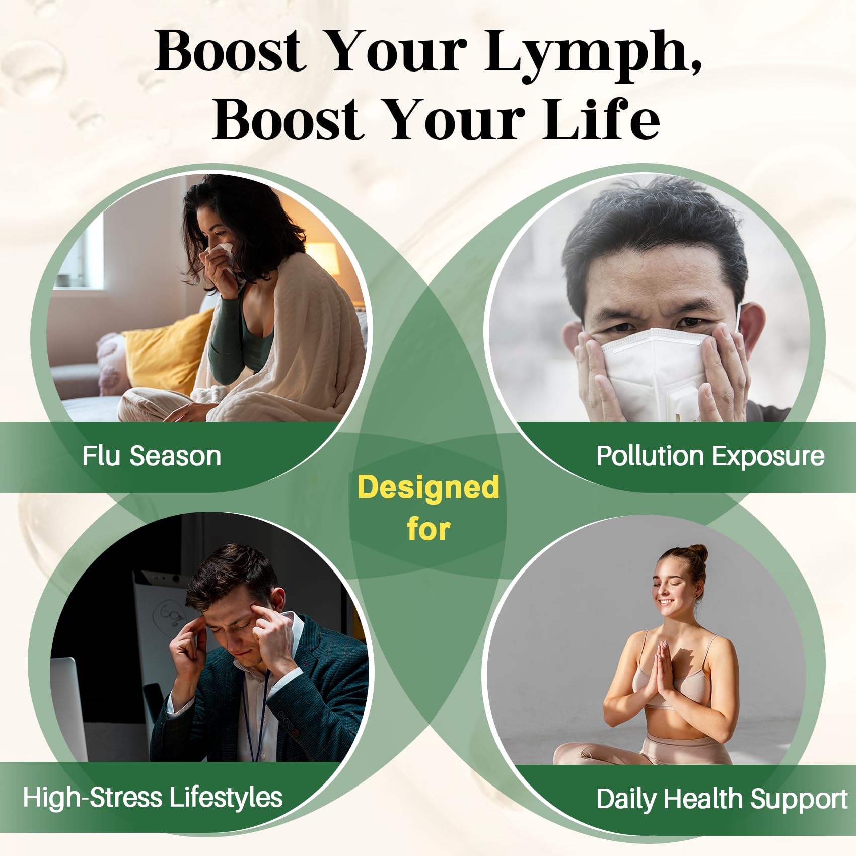 Migcopat 26-in-1 Liposomal Lymphatic Drops herbal supplement bottle with label, 2 fl oz, on a plain background.