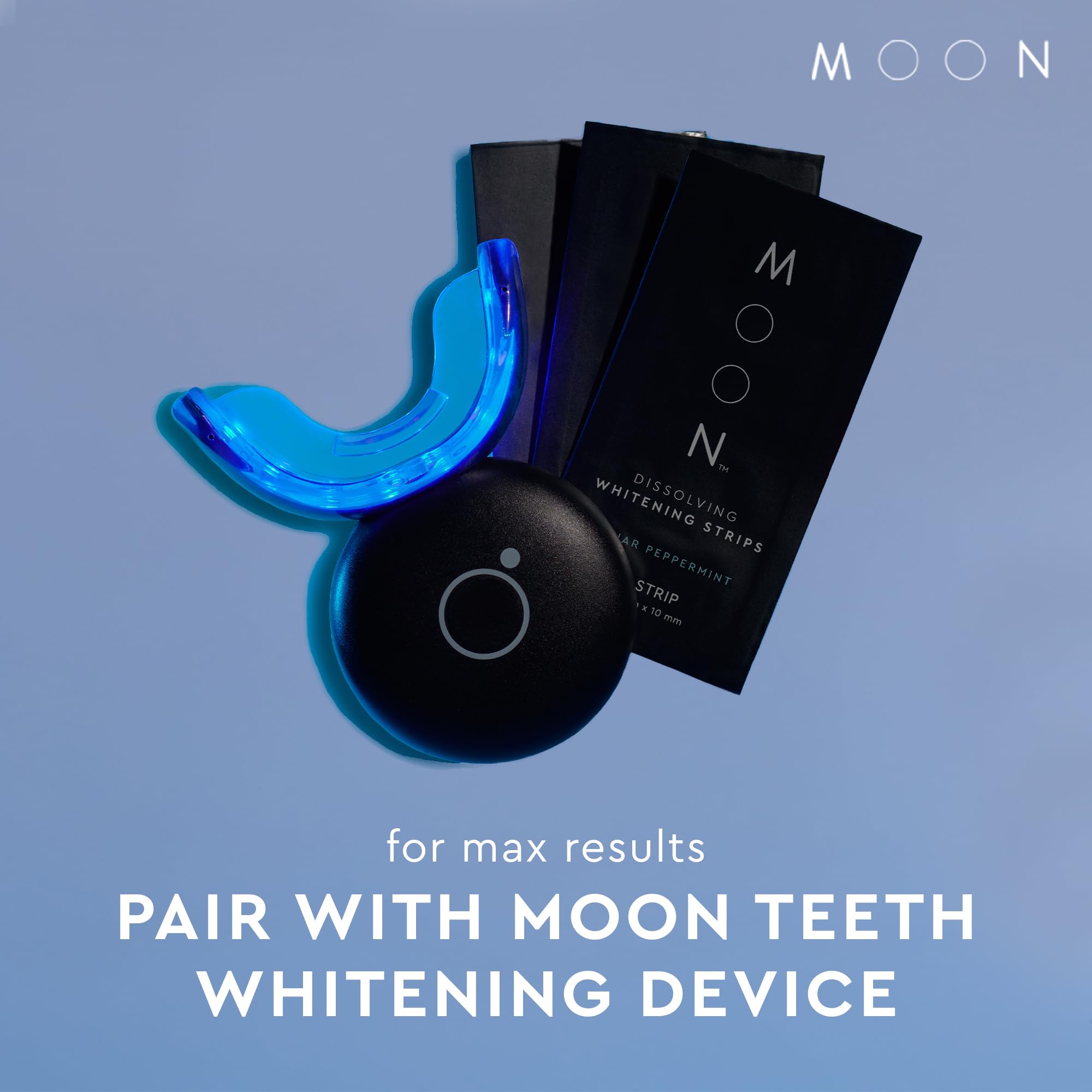 MOON Dissolving Whitening Strips for teeth, peppermint flavor, 56 count, designed for 7 shades of whitening, dental tooth whitener.