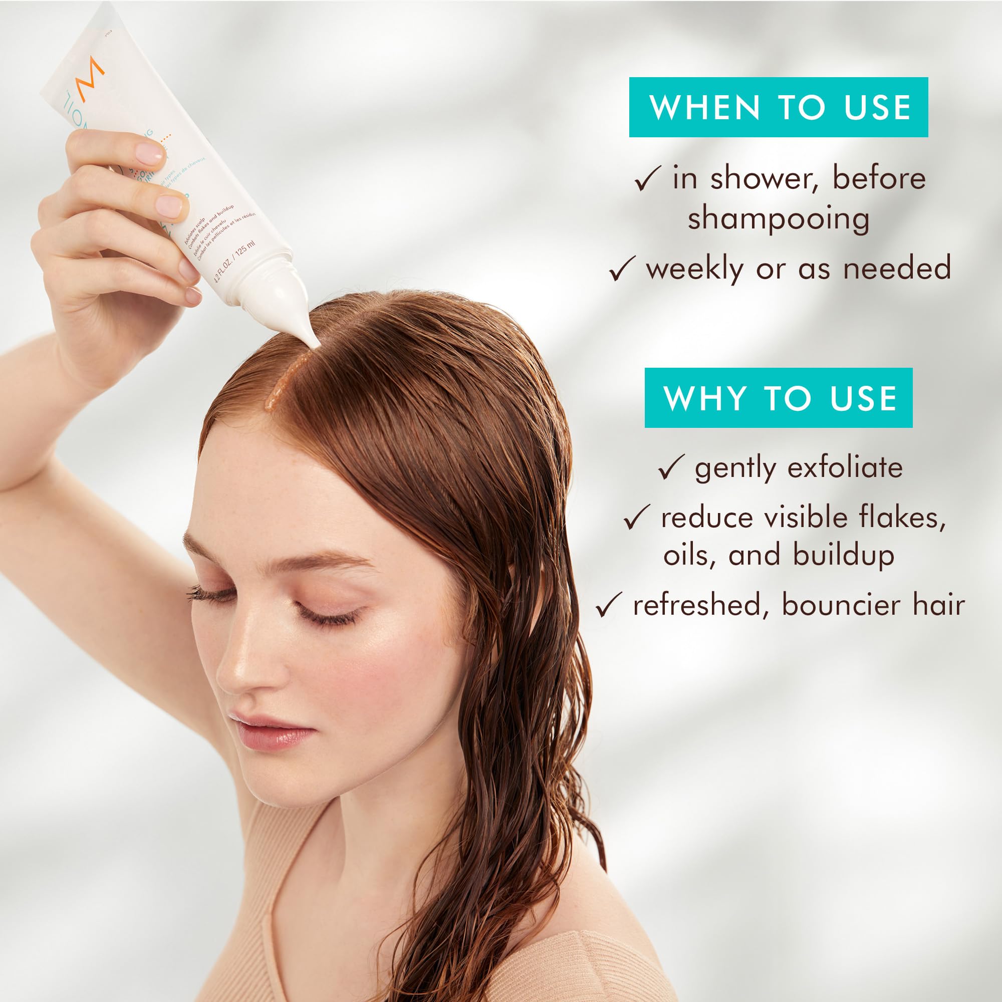 Moroccanoil Purifying Pre-Wash Scalp Scrub in 4.2 oz jar, featuring exfoliating texture for scalp cleansing and care.