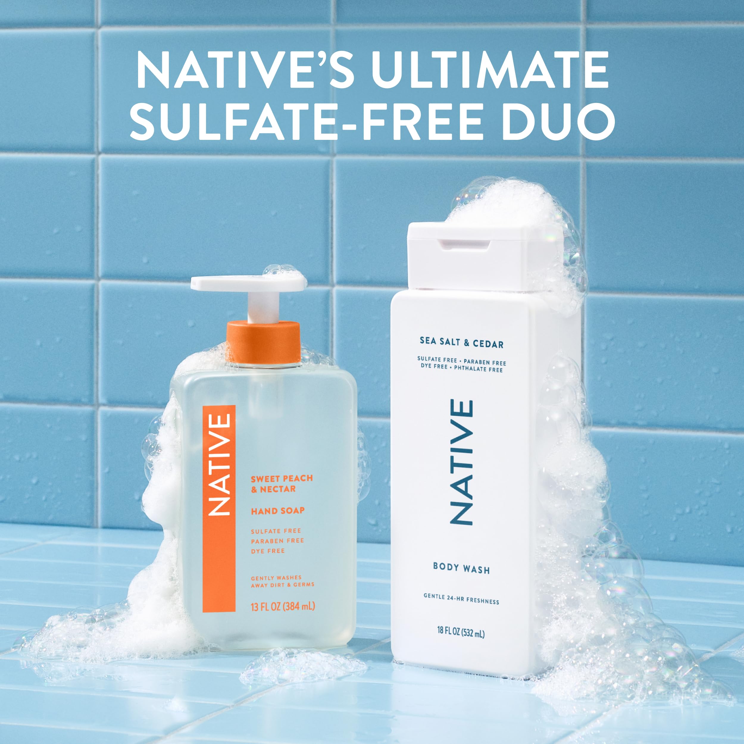 Native Sea Salt & Cedar Body Wash 36oz, sulfate-free skin cleaning agent with natural scent, for gentle cleansing and refreshment.