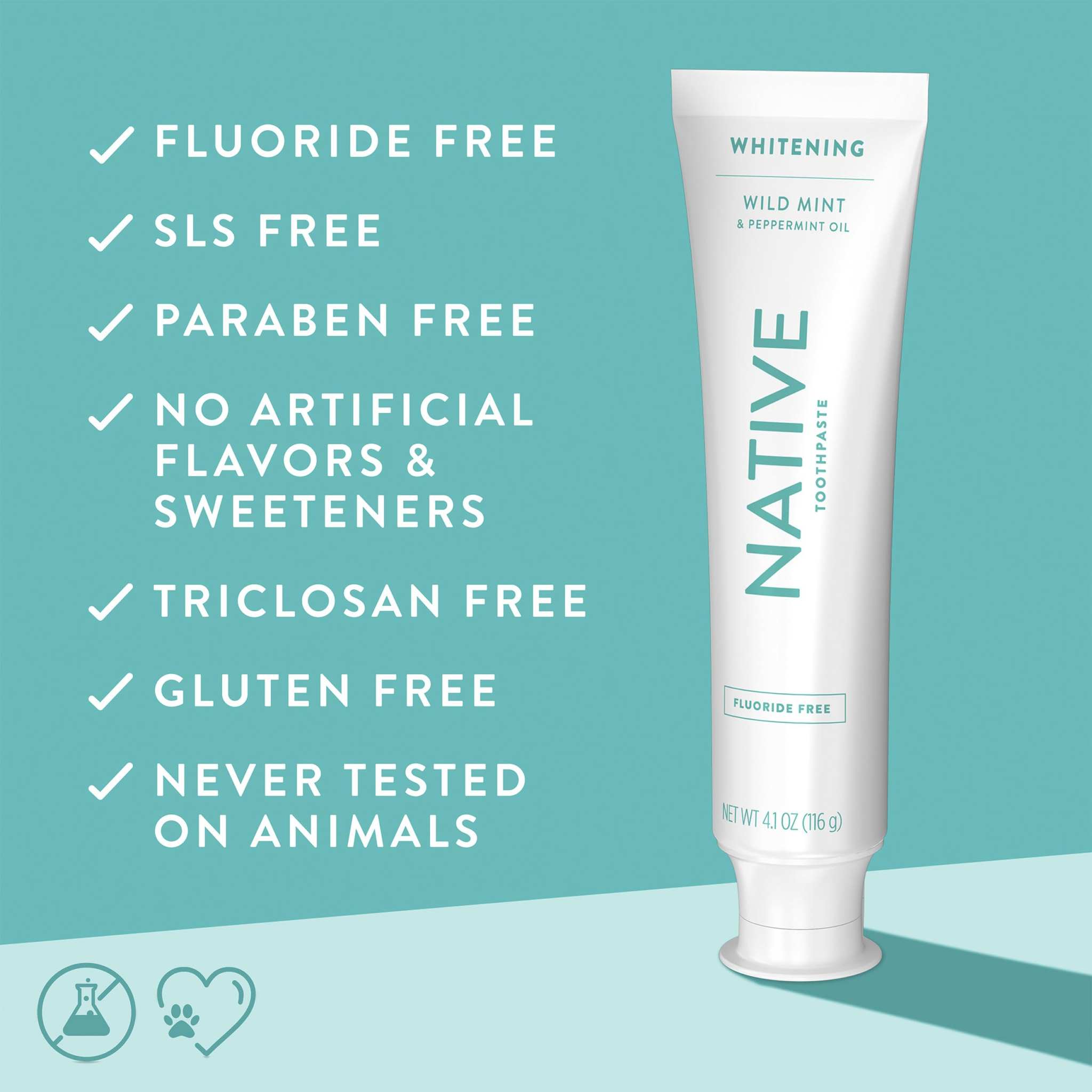 Native fluoride-free whitening toothpaste 3-pack, natural tooth cleaning agents with brightening and freshening effects.