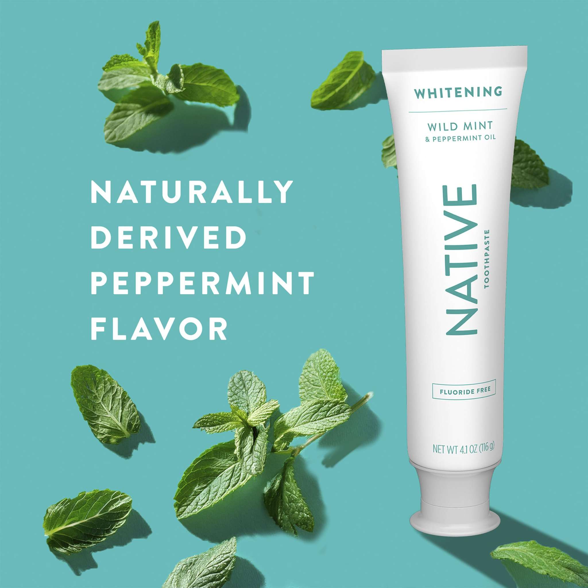 Native fluoride-free whitening toothpaste 3-pack, natural tooth cleaning agents with fresh mint flavor, gentle and effective oral care.