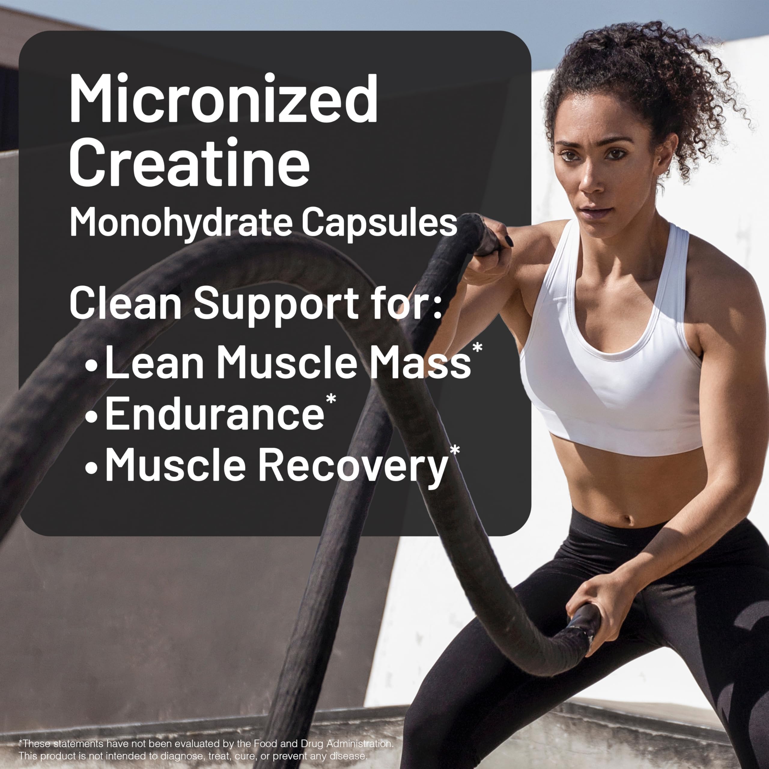 Container of NatureWise micronized creatine monohydrate supplement with 100 servings, showing the label and product packaging.