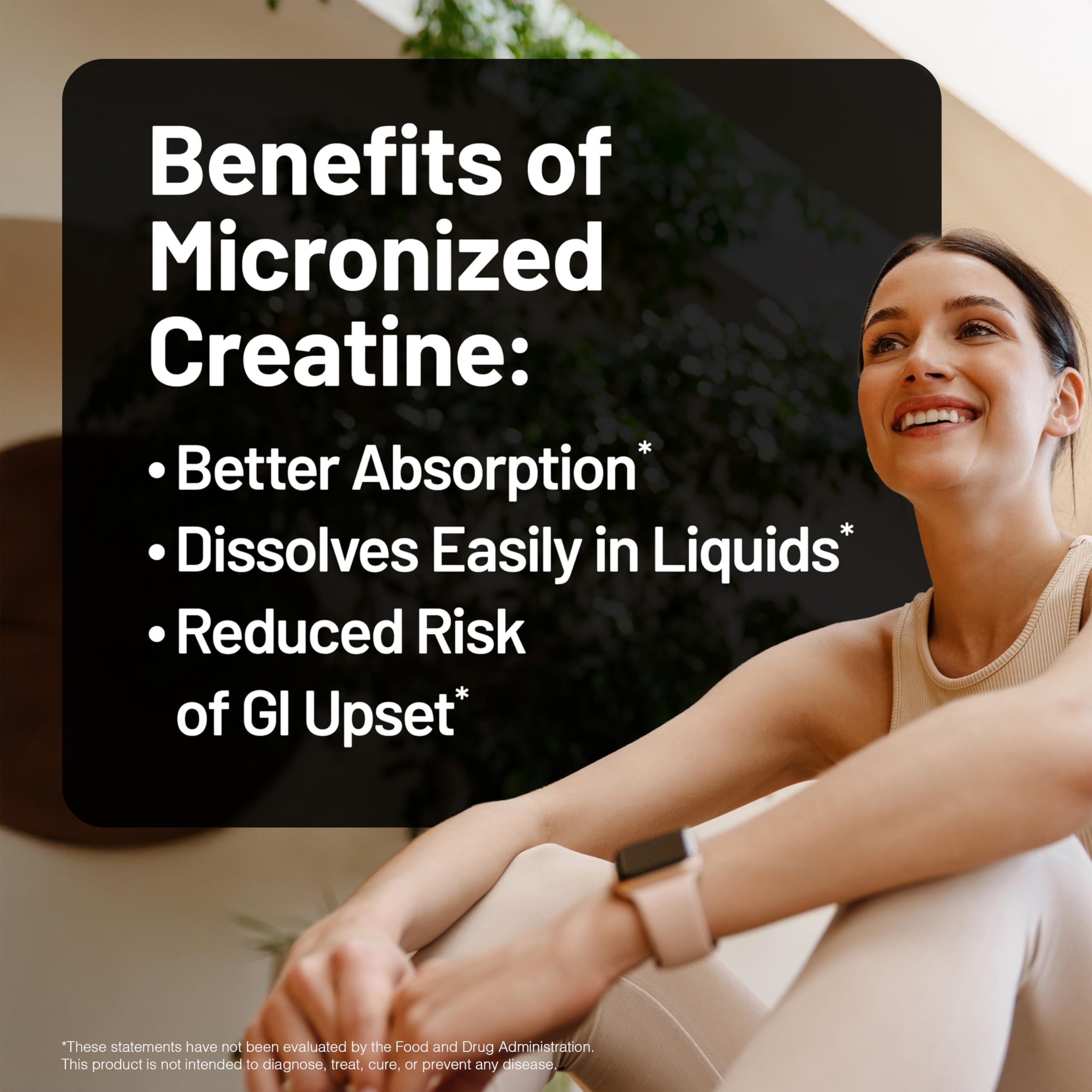 NatureWise micronized creatine monohydrate supplement container with label showing 5g servings and 100 servings for athletic nutrition