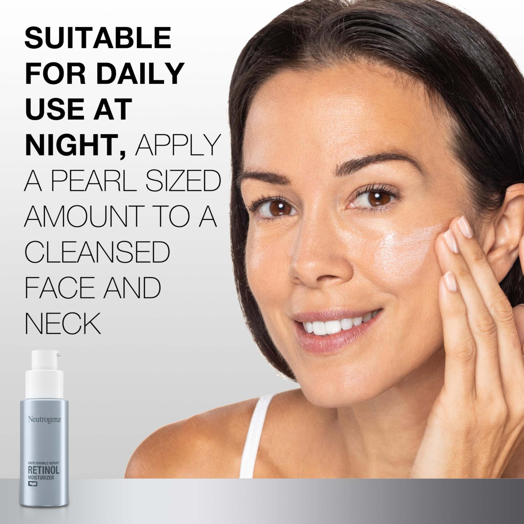 Neutrogena Rapid Wrinkle Repair Retinol Night Cream in 1oz jar, a skin moisturizer for anti-aging and wrinkle reduction.