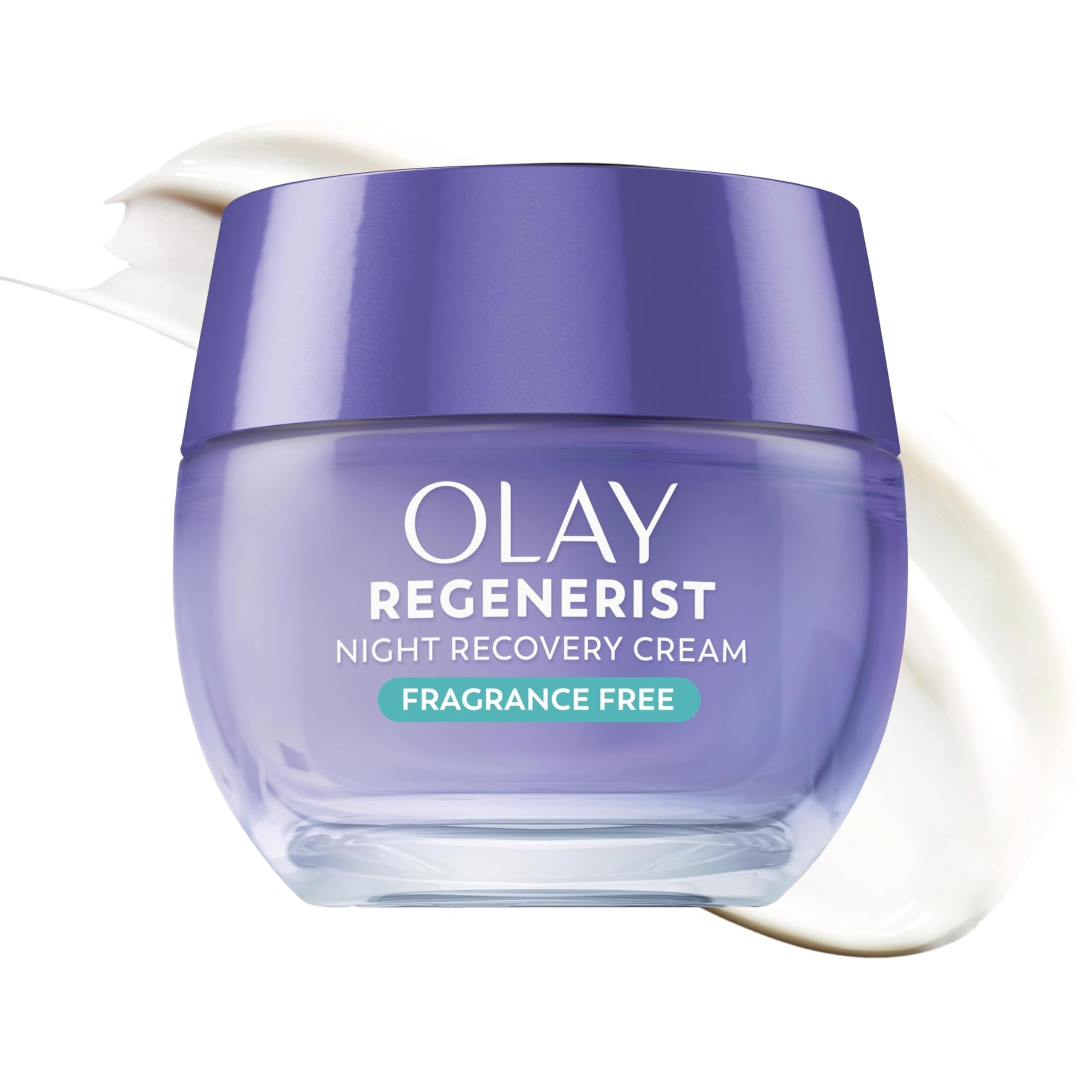 Olay Regenerist Night Recovery Cream in 1.7oz jar, moisturizing night cream for anti-aging and skin renewal.