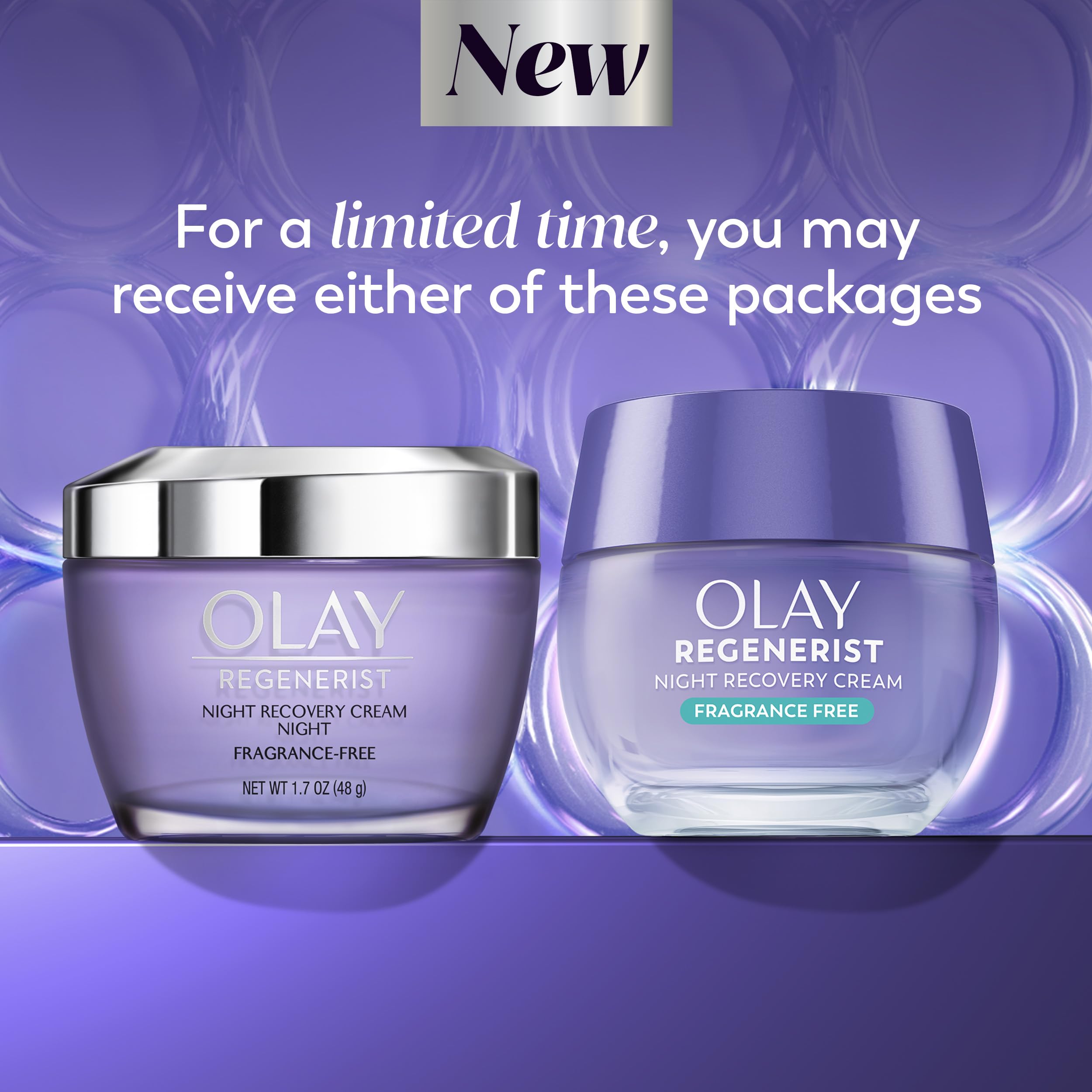Olay Regenerist Night Recovery Cream jar showing the 1.7oz container with the product label.