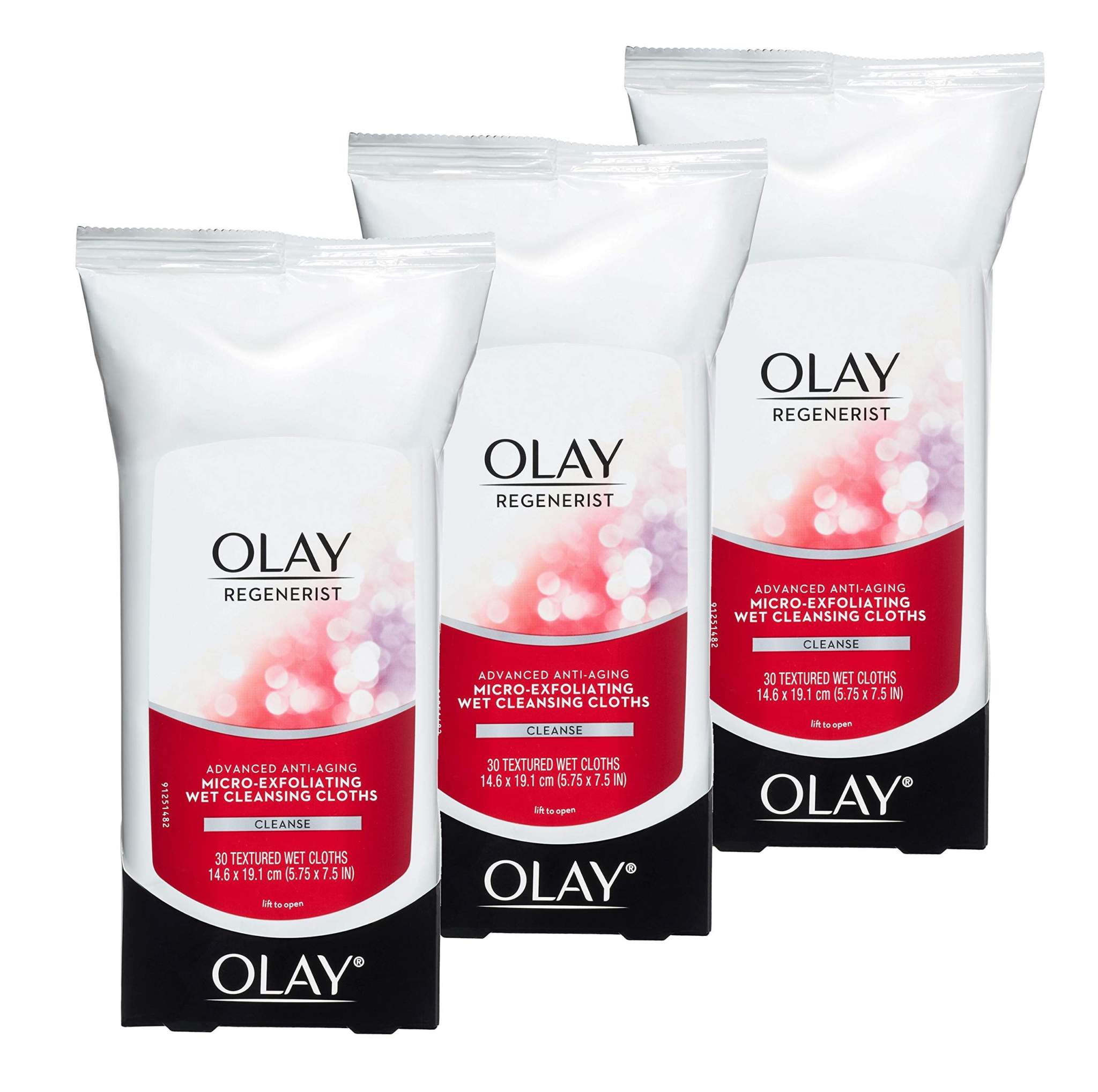 Olay Regenerist Micro-Exfoliating Cleansing Wipes 30ct pack, skin cleaning wipes with exfoliating properties for refreshed skin.