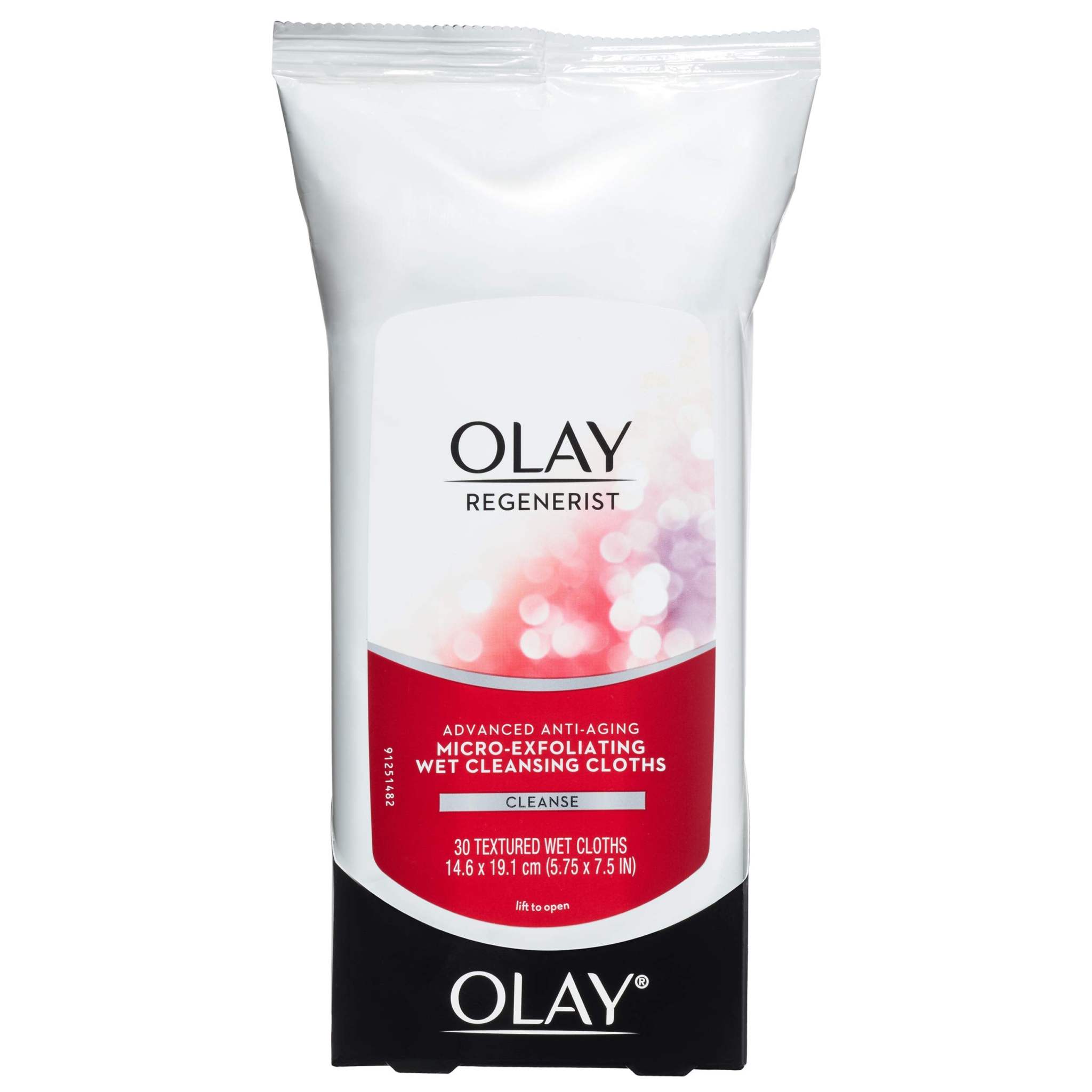 Olay Regenerist Micro-Exfoliating Cleansing Wipes 30ct 3-pack, skin cleaning wipes with micro-exfoliating properties.