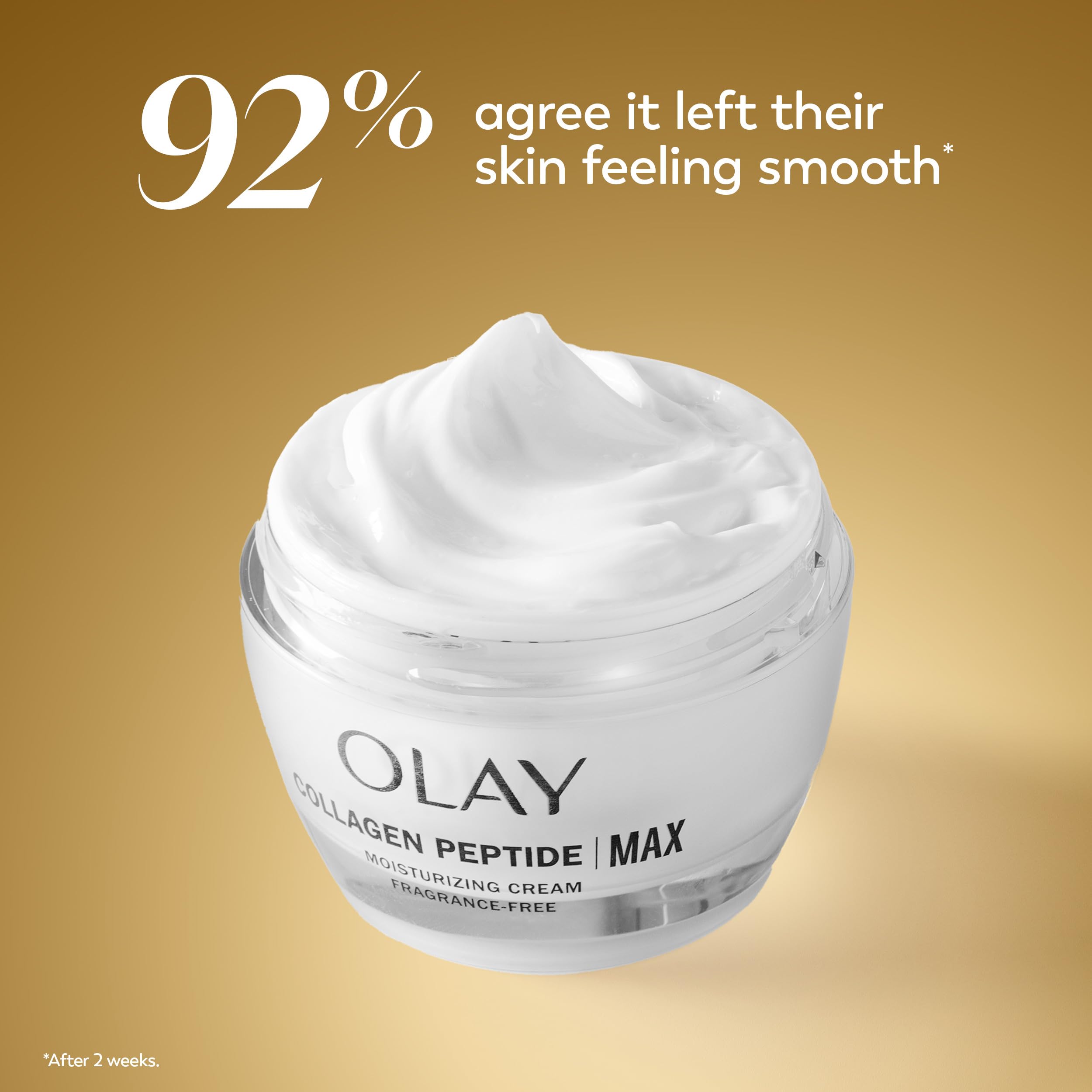 Olay Collagen Peptide 24 MAX face moisturizer in 1.7 oz jar, smooth cream with collagen peptides for skin hydration.