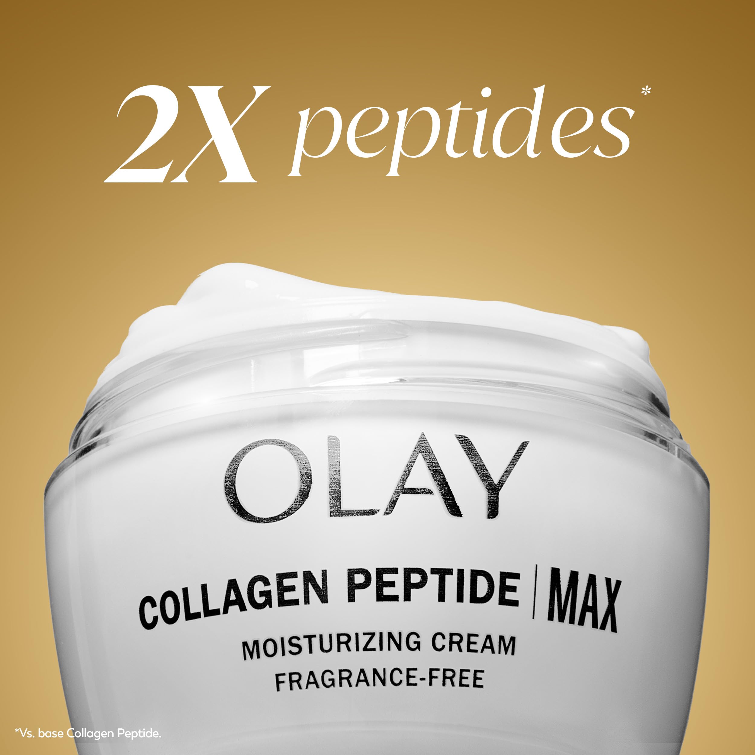 Olay Collagen Peptide 24 MAX face moisturizer in 1.7 oz jar, showing the skincare product with smooth cream texture.