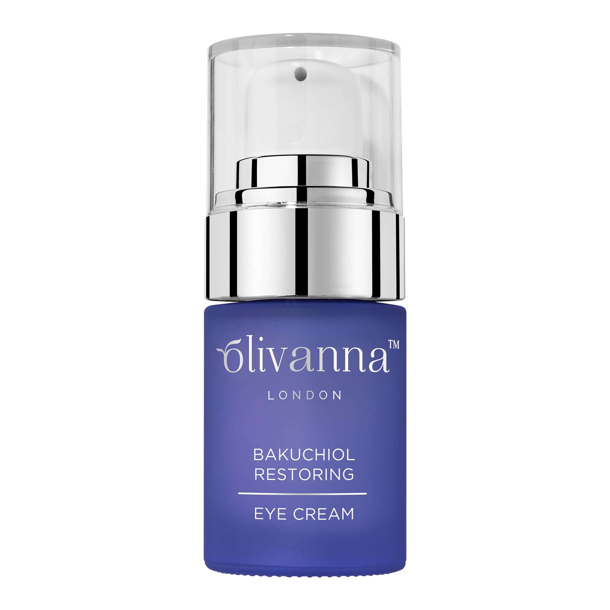 Olivanna Bakuchiol Eye Cream for dark circles, 0.5oz, featuring a soothing skincare formula in a sleek jar.
