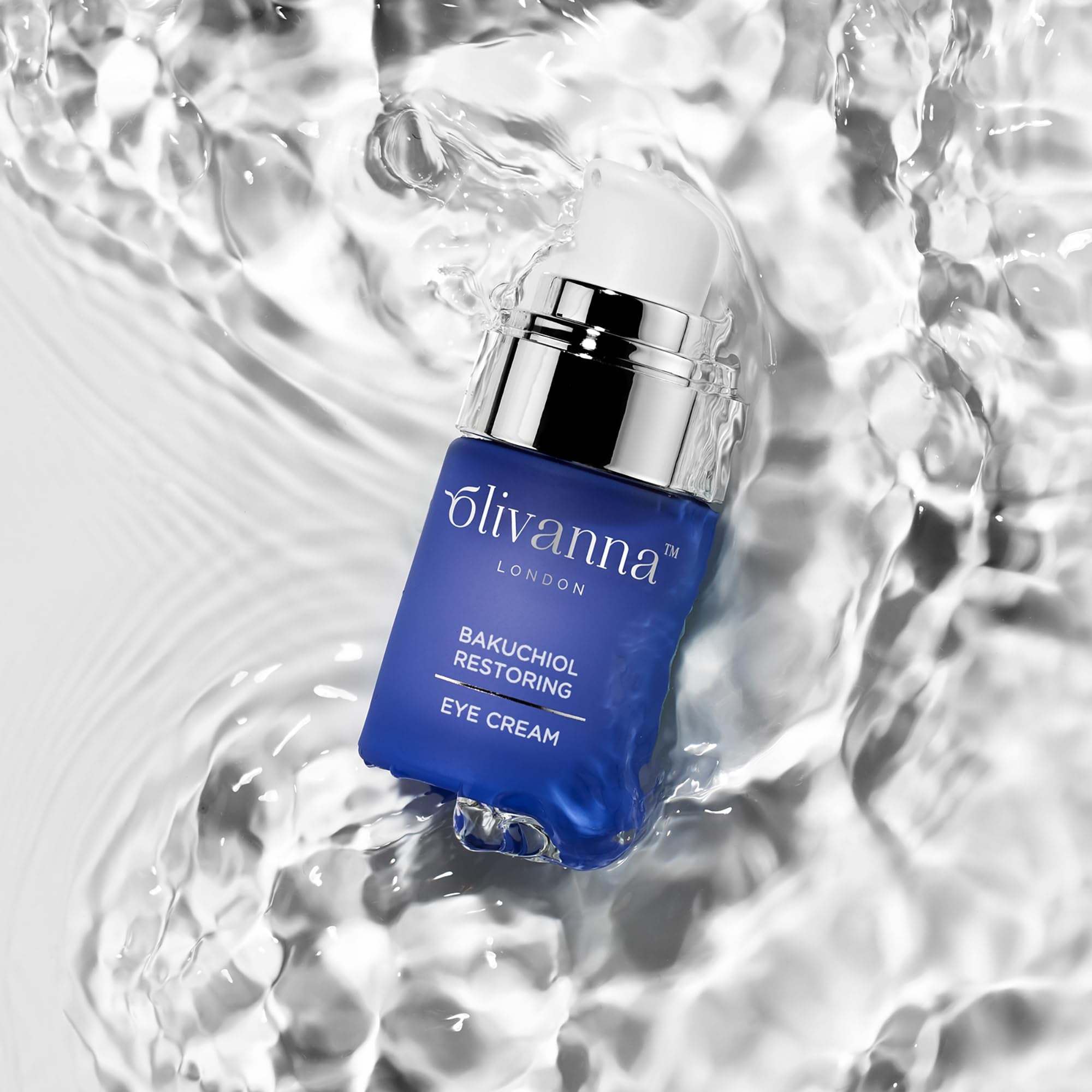 Olivanna Bakuchiol Eye Cream for dark circles in a 0.5oz jar, showcasing the skincare product with a sleek container.