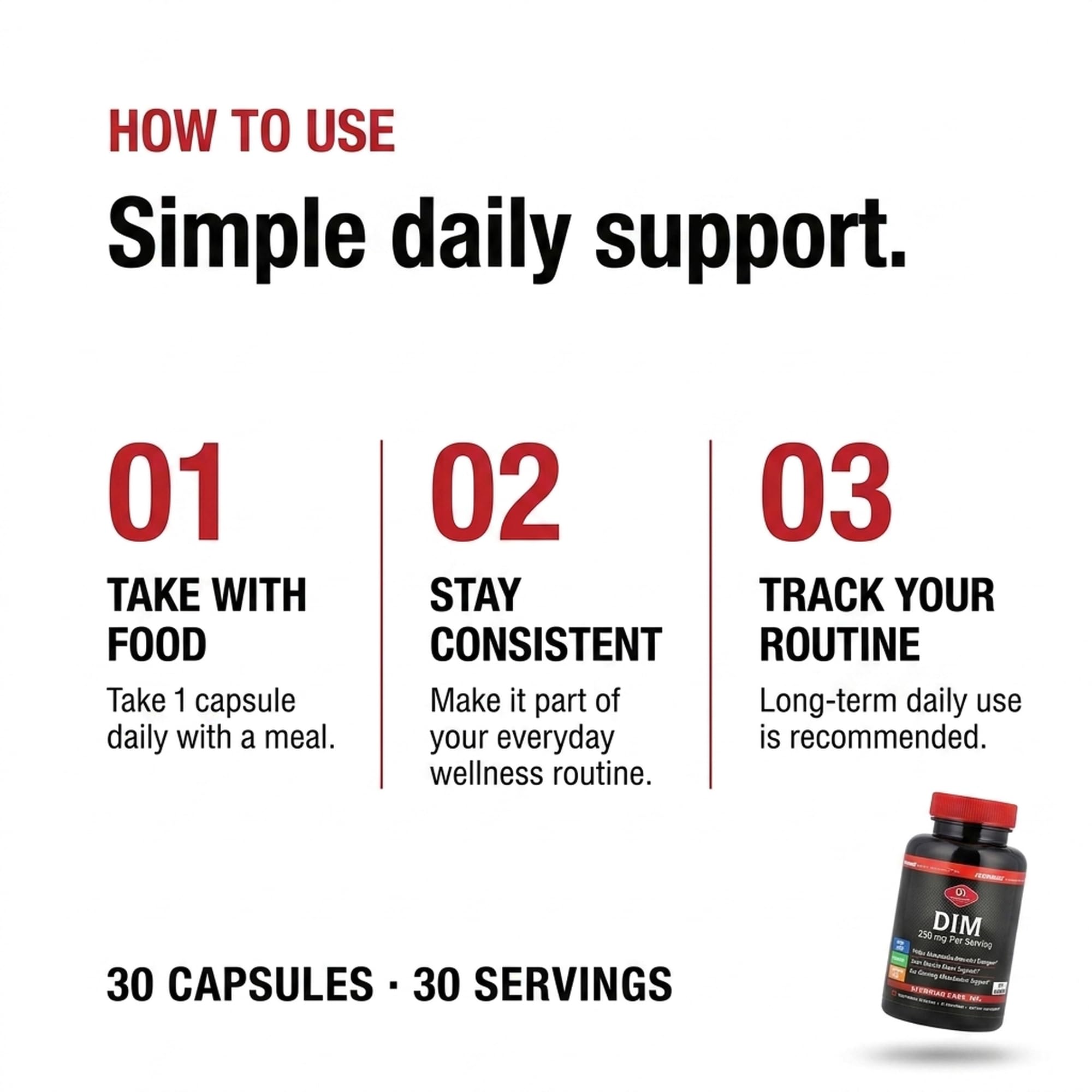 Olympian Labs DIM 250mg nutritional supplement bottle with 30 capsules, designed to support hormonal balance and overall health.