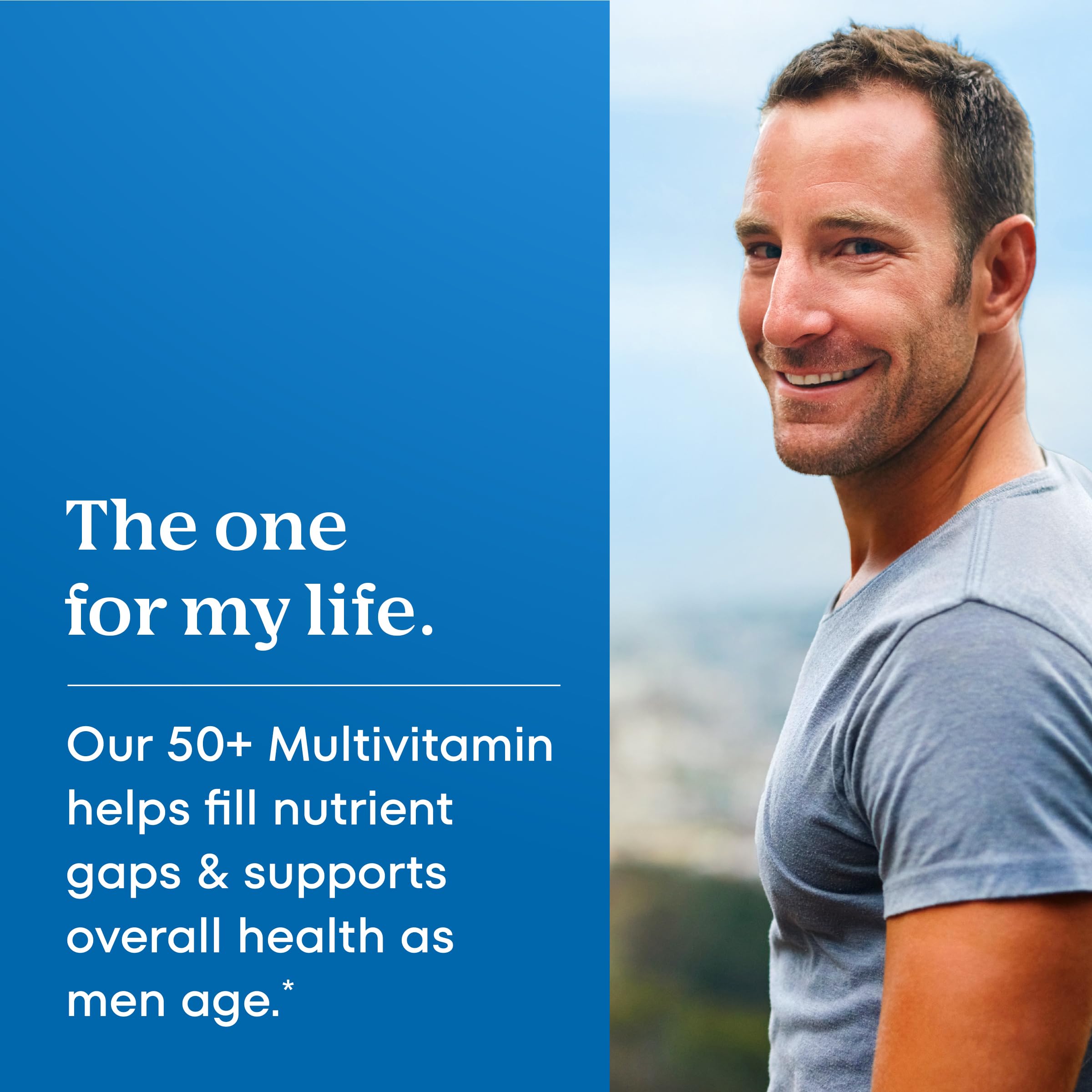 Bottle of One A Day Men's 50+ Multivitamin nutritional supplement with 200 tablets, supporting energy and heart health.