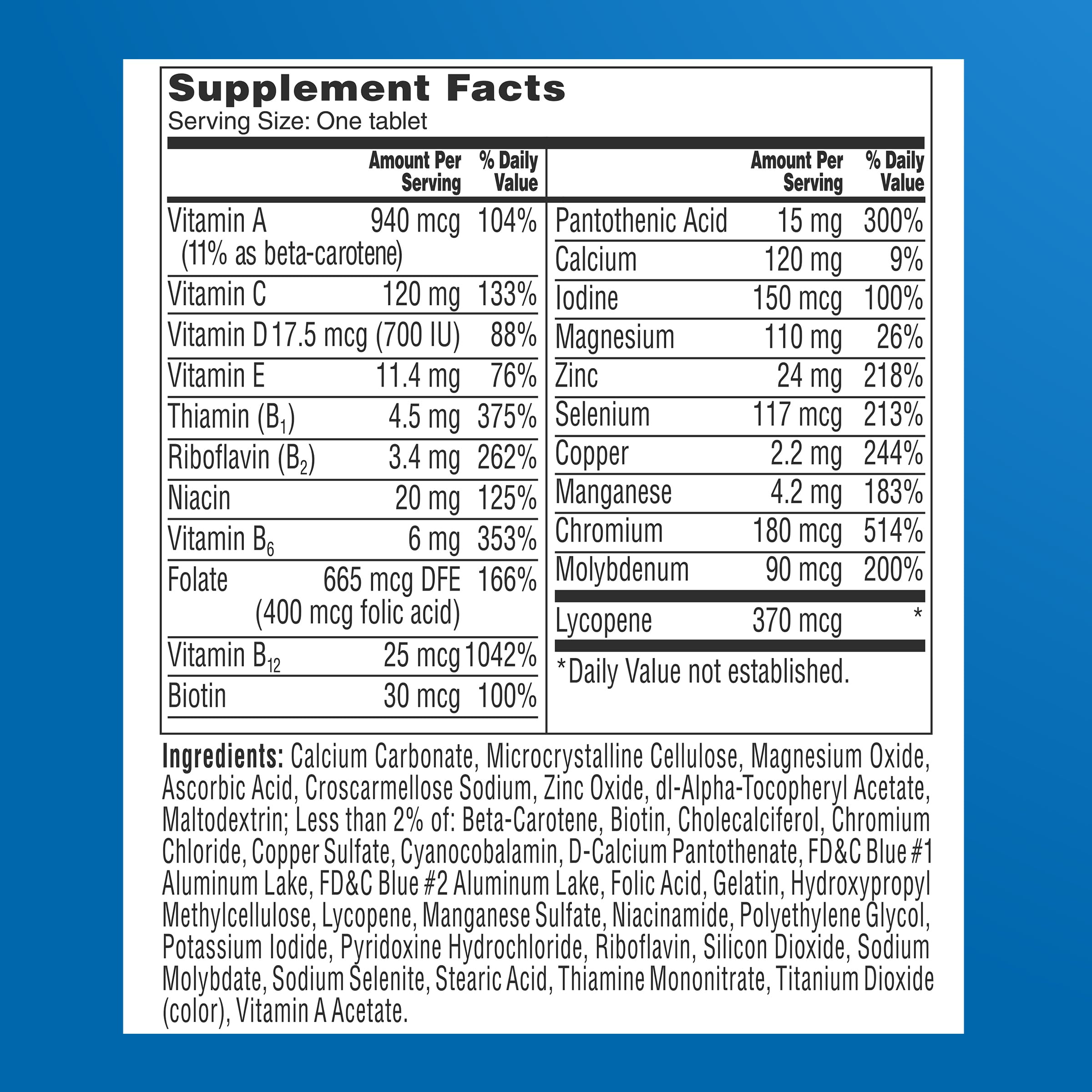 Bottle of One A Day Men's 50+ Multivitamin nutritional supplement for energy and heart health, 200 count.