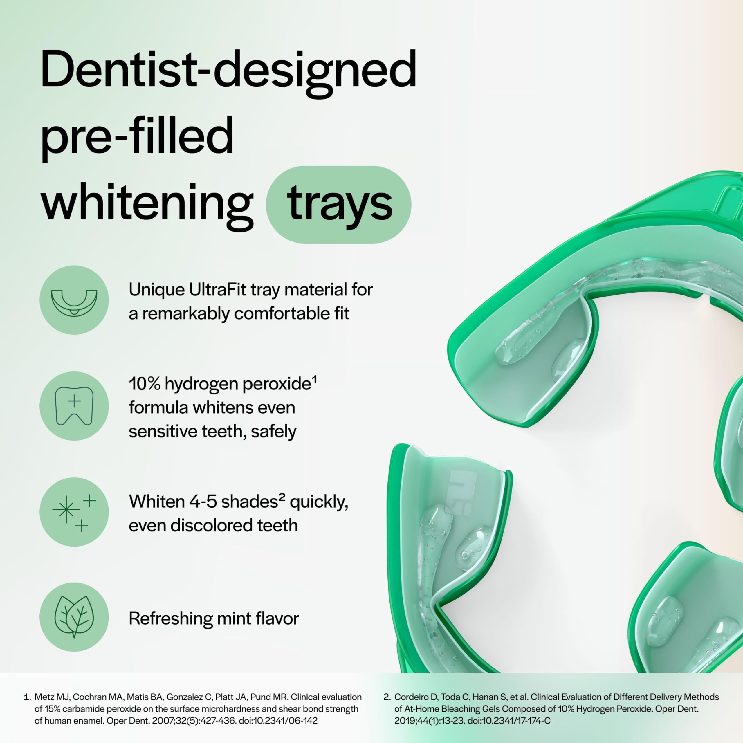 Opalescence Go 10% prefilled teeth whitening trays in a pack, part of the teeth whitening kit by Opalescence, shown in the image.
