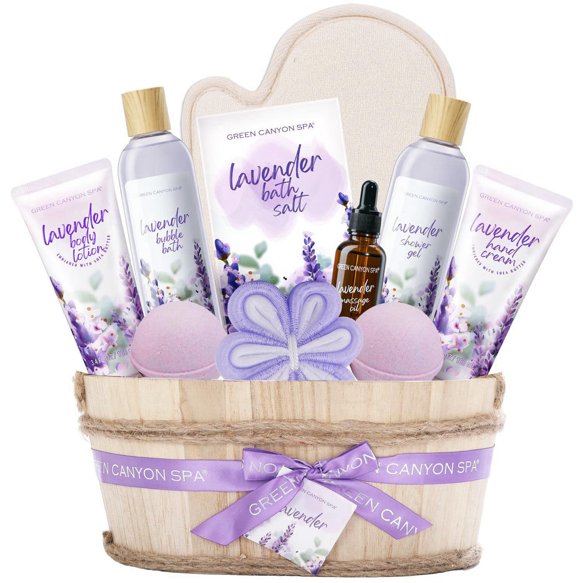 Green Canyon Spa 11pc Spa Gift Baskets for Women Lavender Bath Gift Sets Birthday Gifts Idea – product photo (Sets &amp;