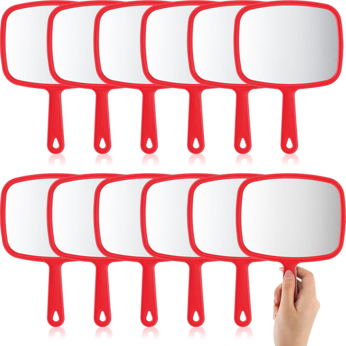 Geetery 12 Pcs Handheld Mirrors with Handle, Hand Mirror Bulk, Red – product photo (Handheld Mirrors)