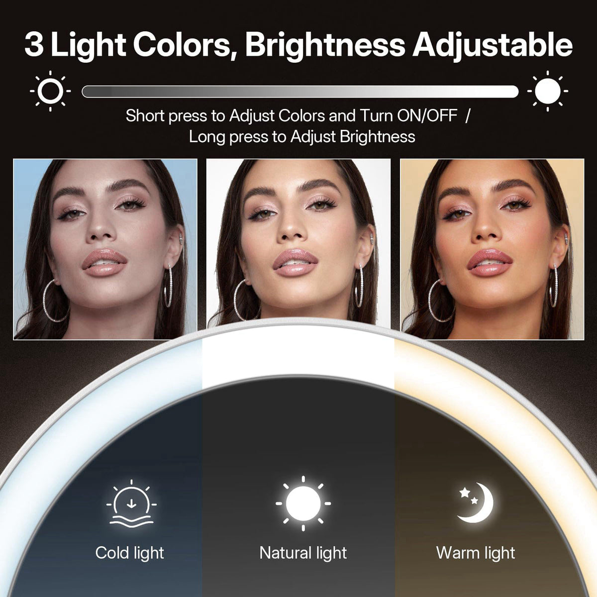LitBear Travel Makeup Mirror with Lights, 10X/1X Foldable Magnifying Mirror – back view and specifications