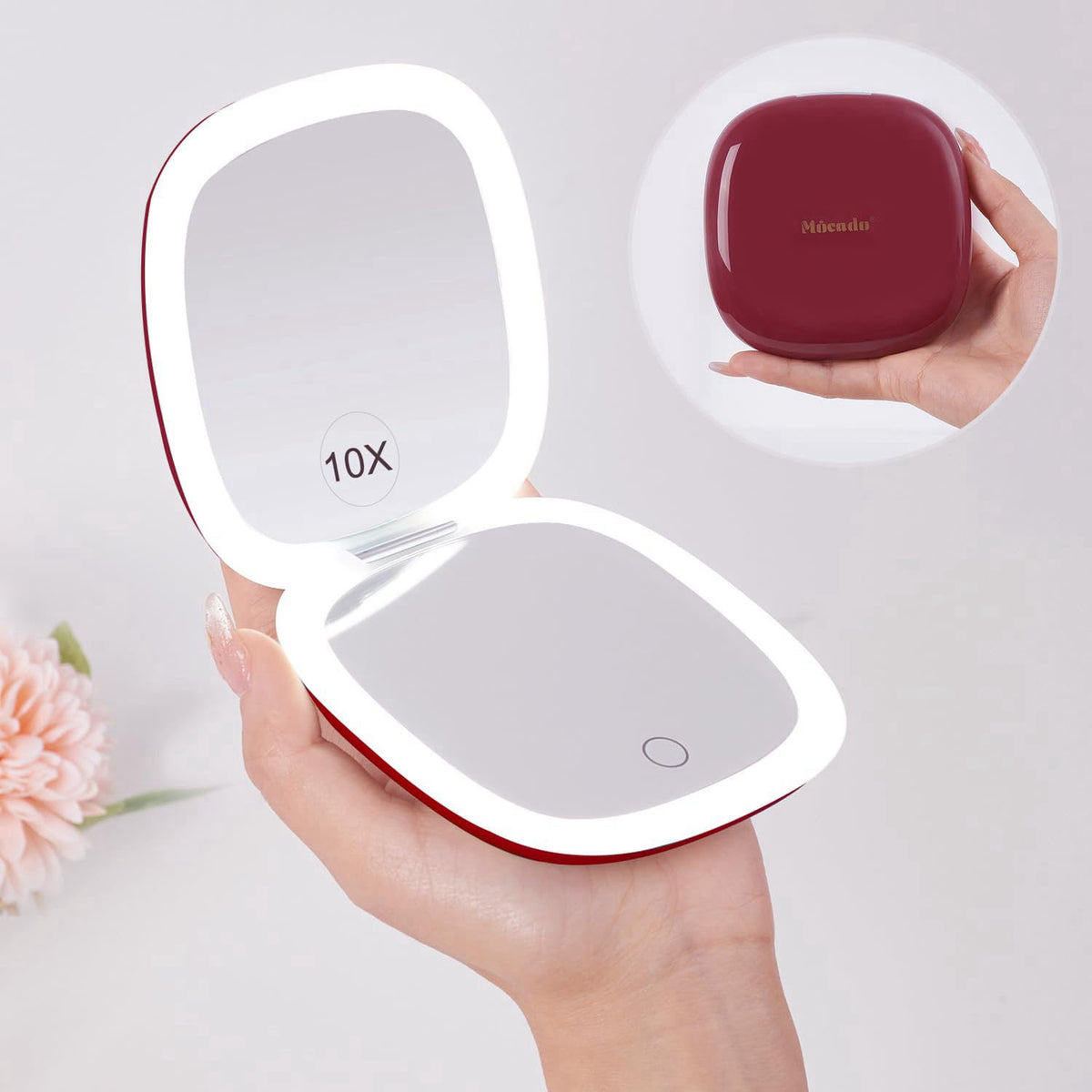 Mocado Compact Mirror with Light-4 Inches Compact 1x/10x Magnifying Mirror – product photo (Compact &amp; Travel Mirrors